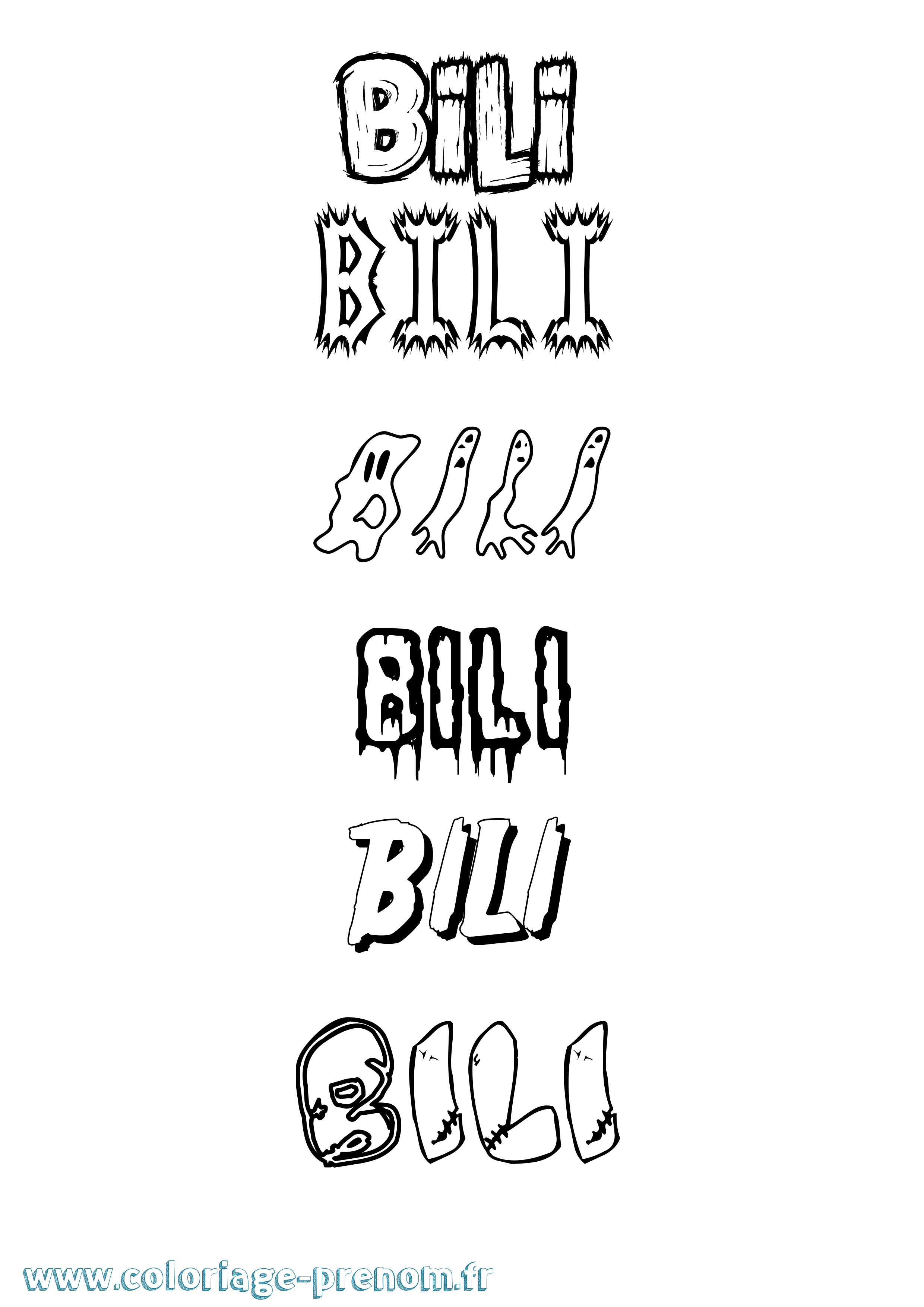 Coloriage prénom Bili Frisson
