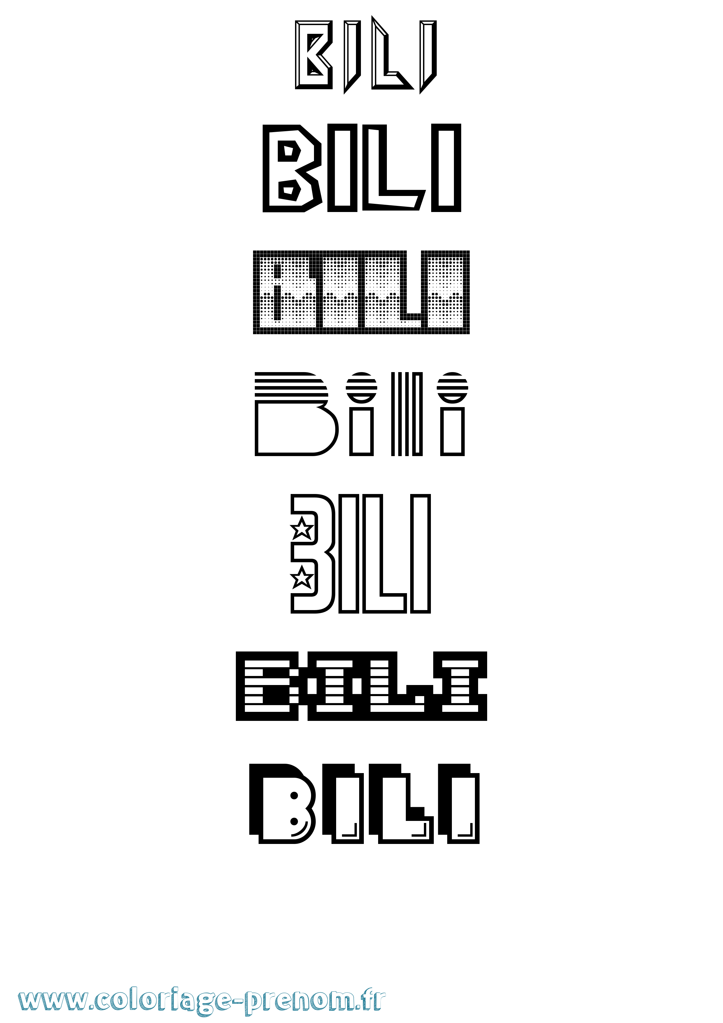 Coloriage Bili Jeux Vidéos Coloriage prénom Bili Jeux Vidéos
