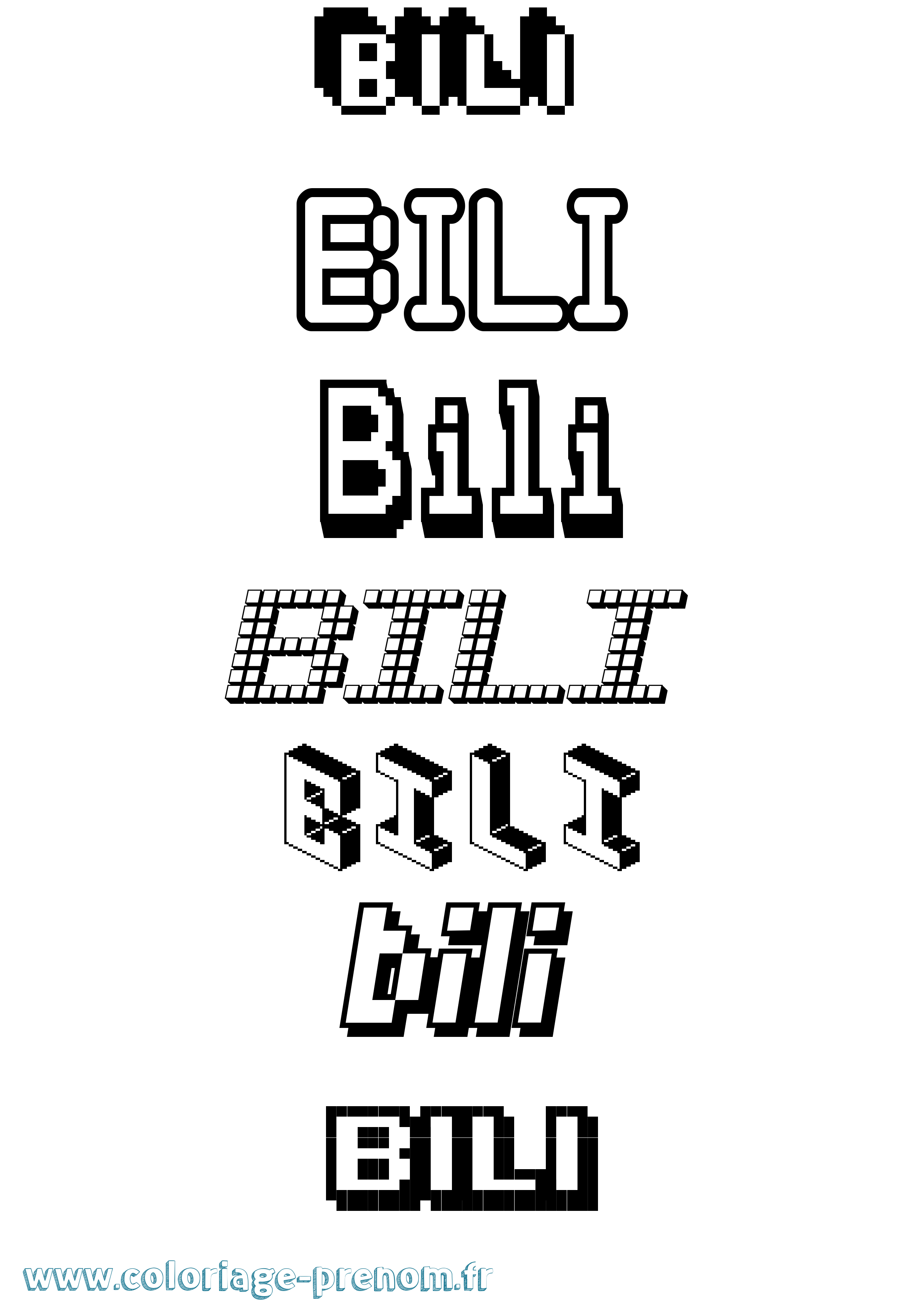 Coloriage Bili Pixel Coloriage prénom Bili Pixel