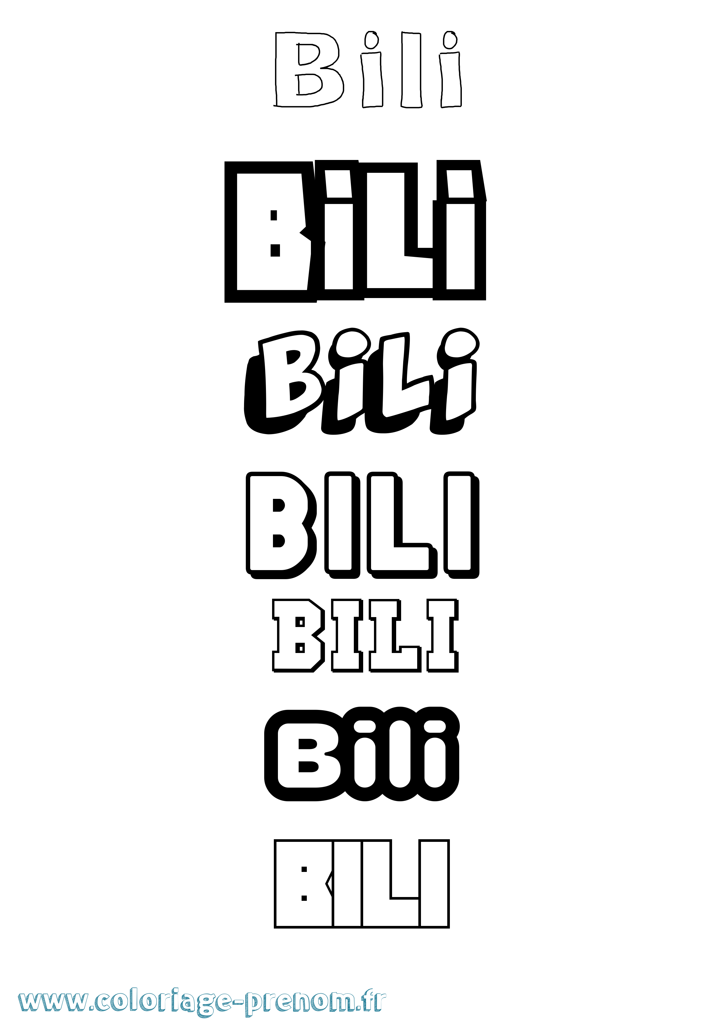 Coloriage prénom Bili Simple