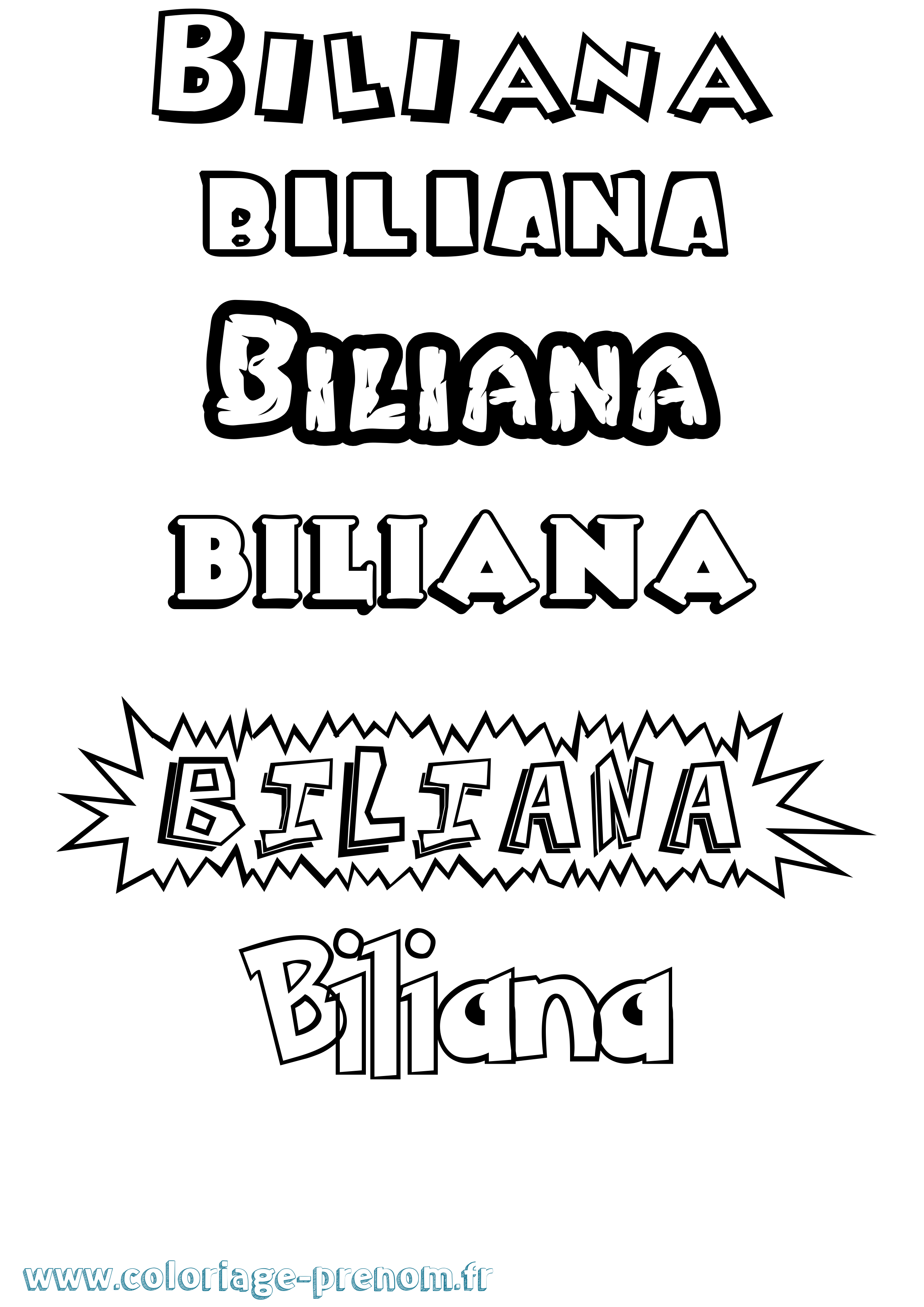 Coloriage prénom Biliana Dessin Animé