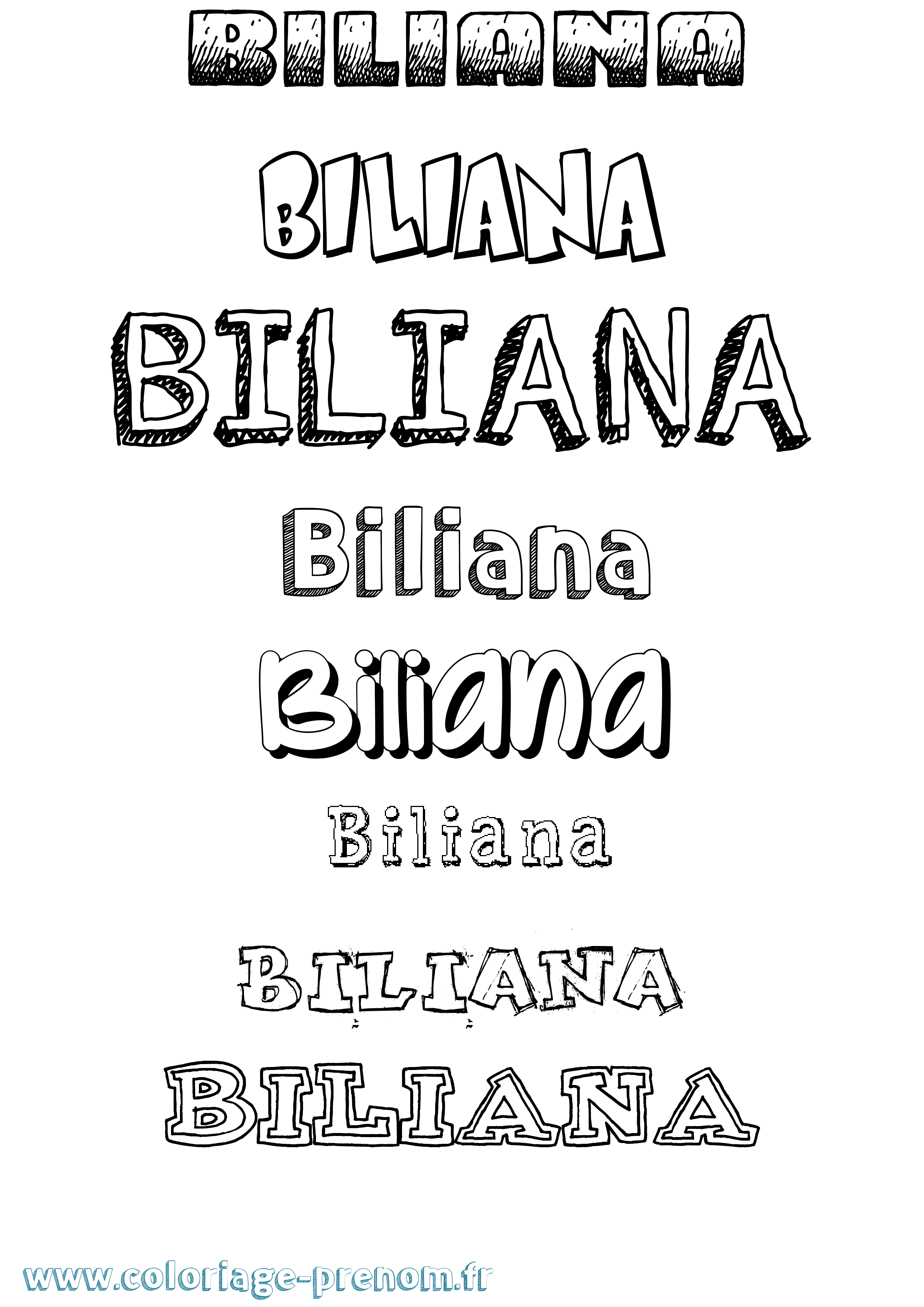 Coloriage prénom Biliana Dessiné