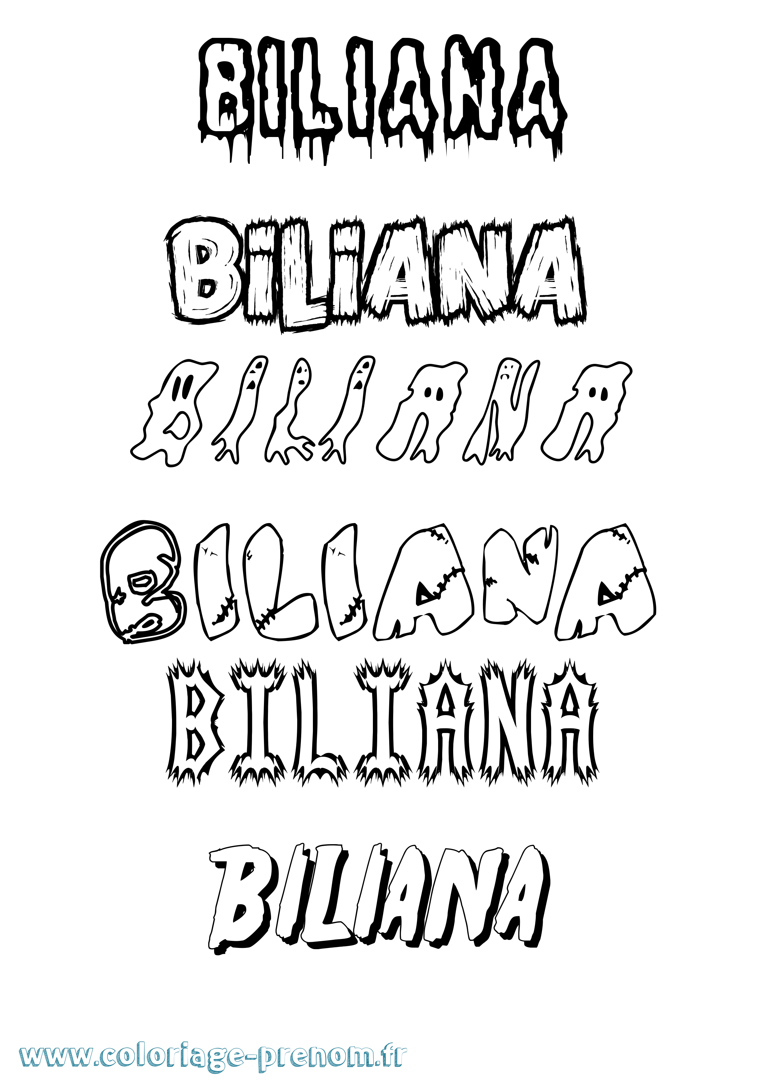 Coloriage prénom Biliana Frisson