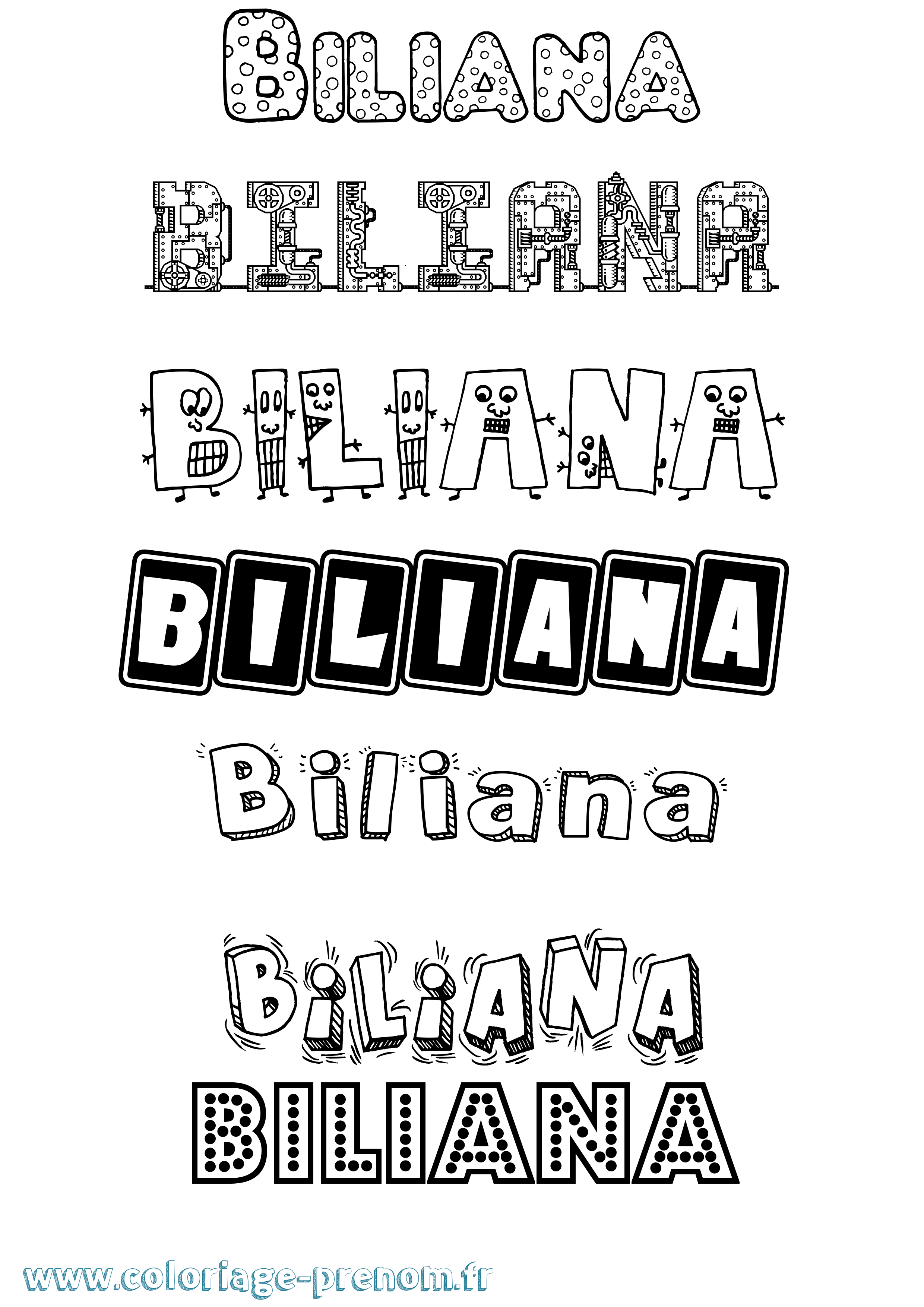 Coloriage prénom Biliana Fun
