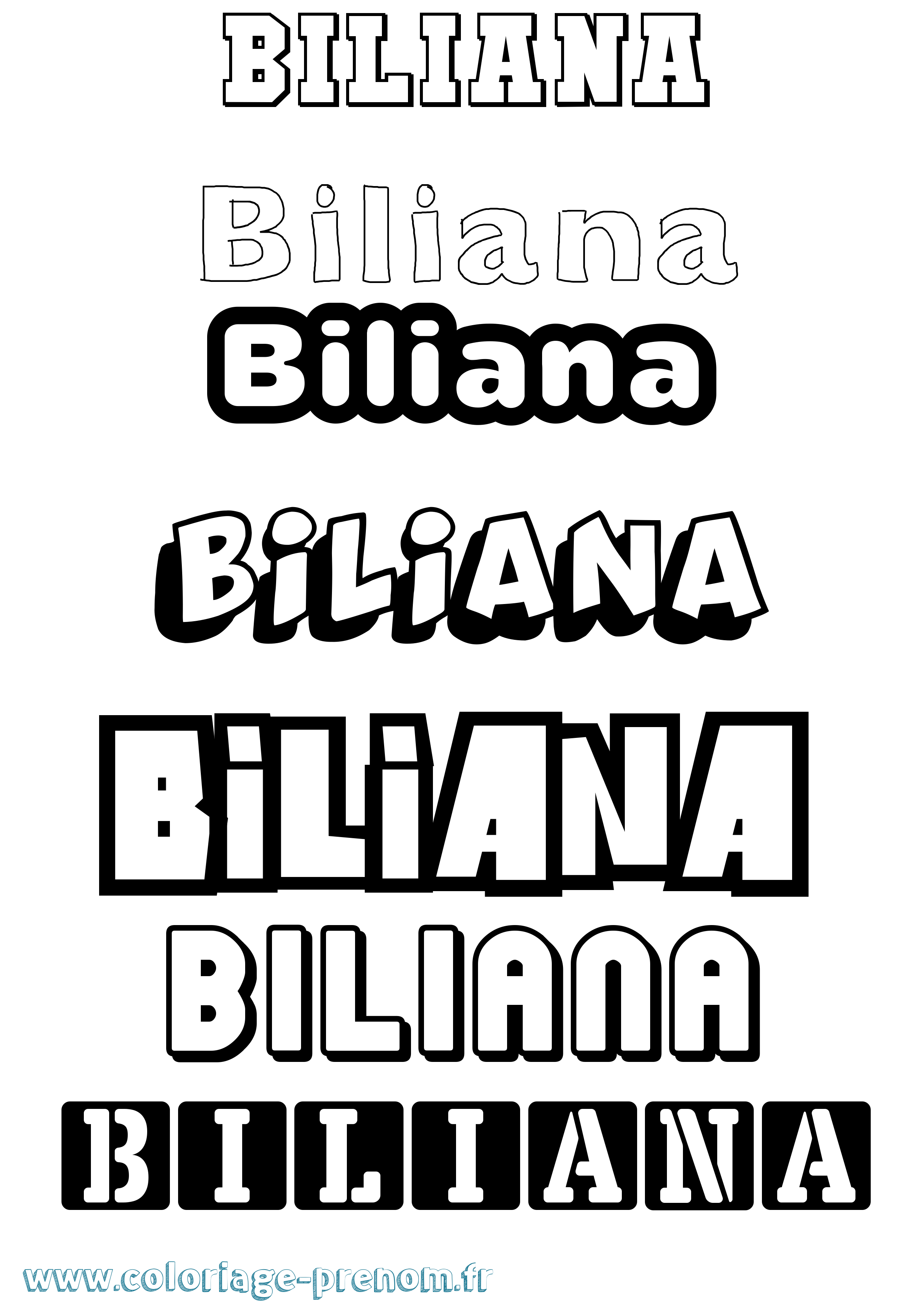 Coloriage prénom Biliana Simple