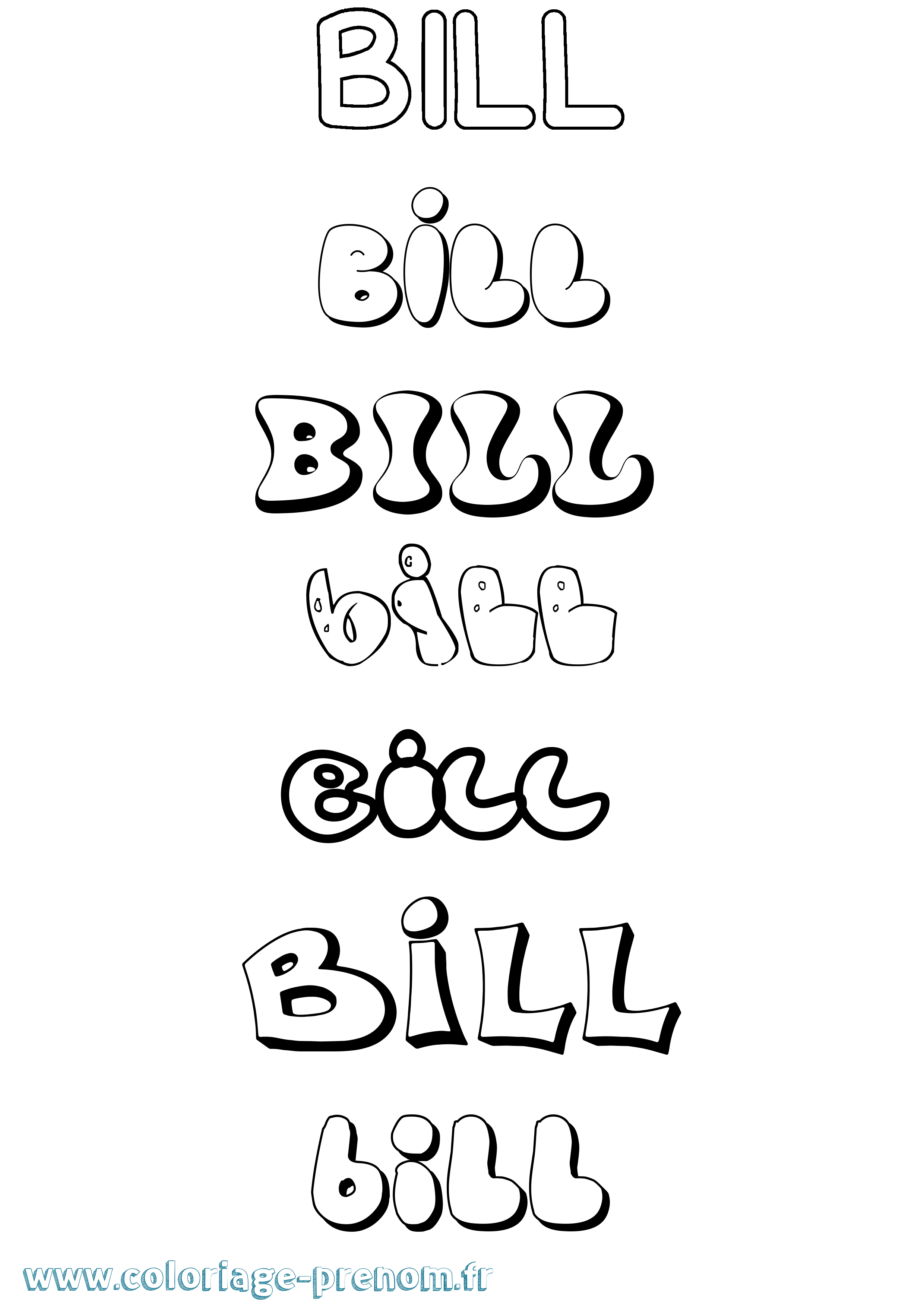 Coloriage prénom Bill Bubble