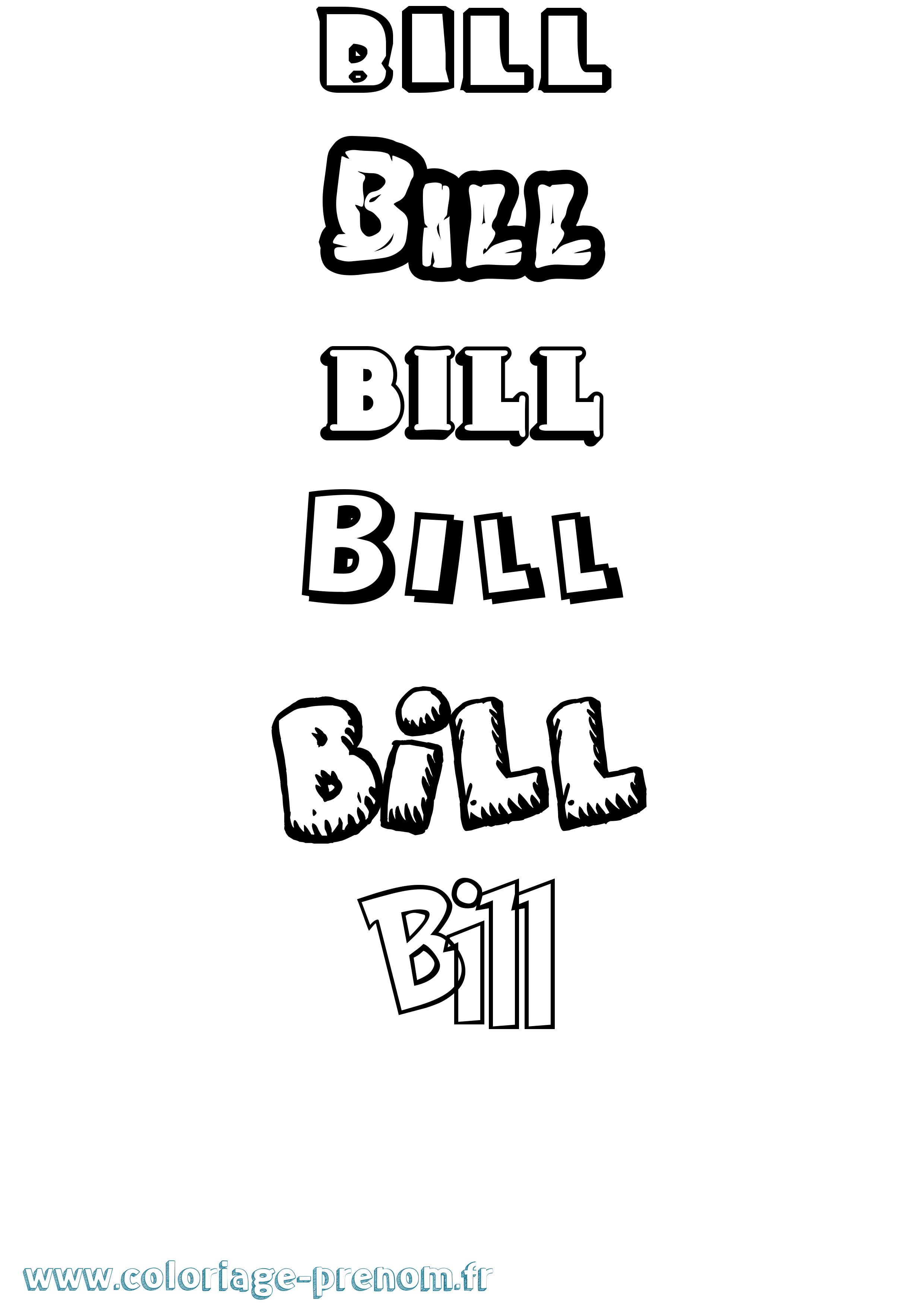 Coloriage Bill Dessin Animé Coloriage prénom Bill Dessin Animé