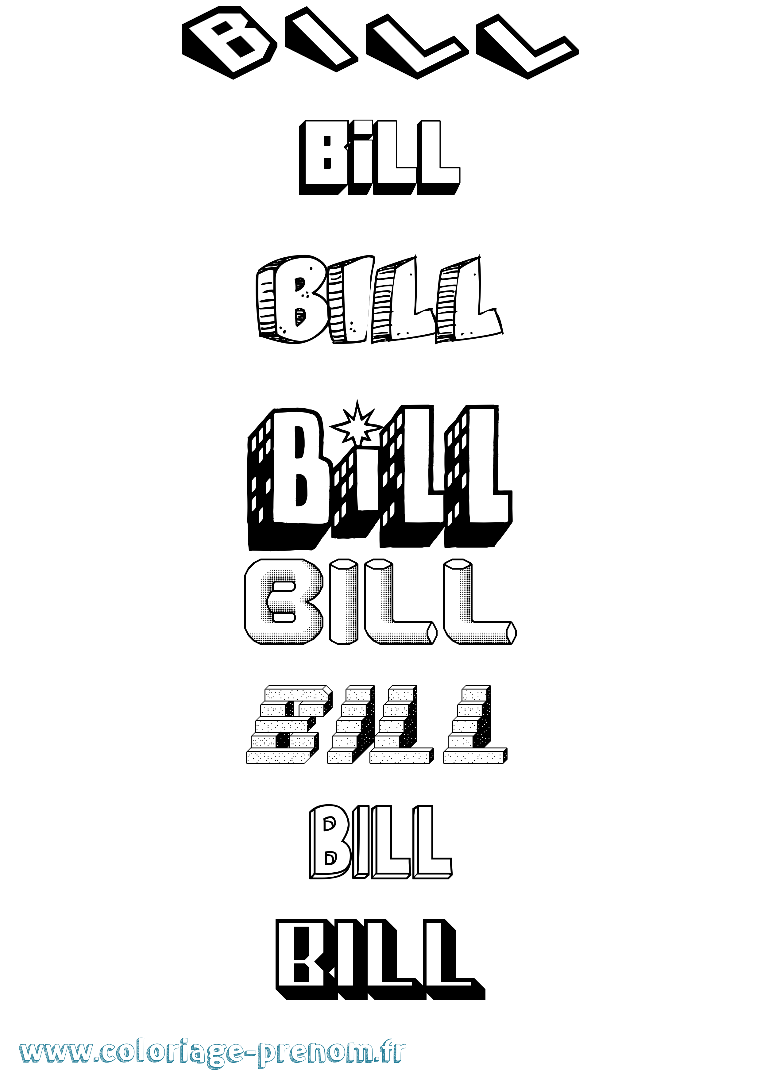 Coloriage prénom Bill Effet 3D