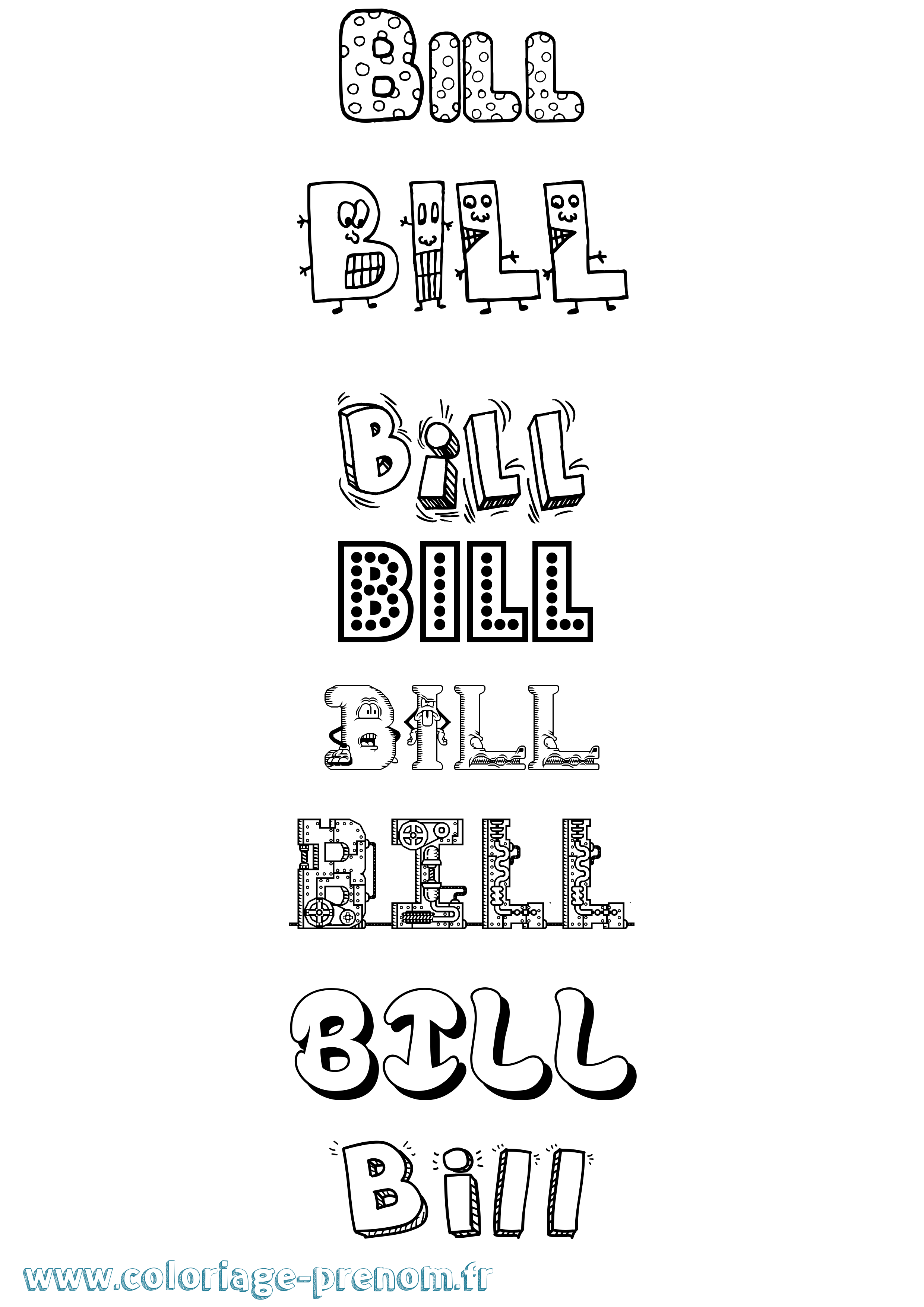 Coloriage Bill Fun Coloriage prénom Bill Fun