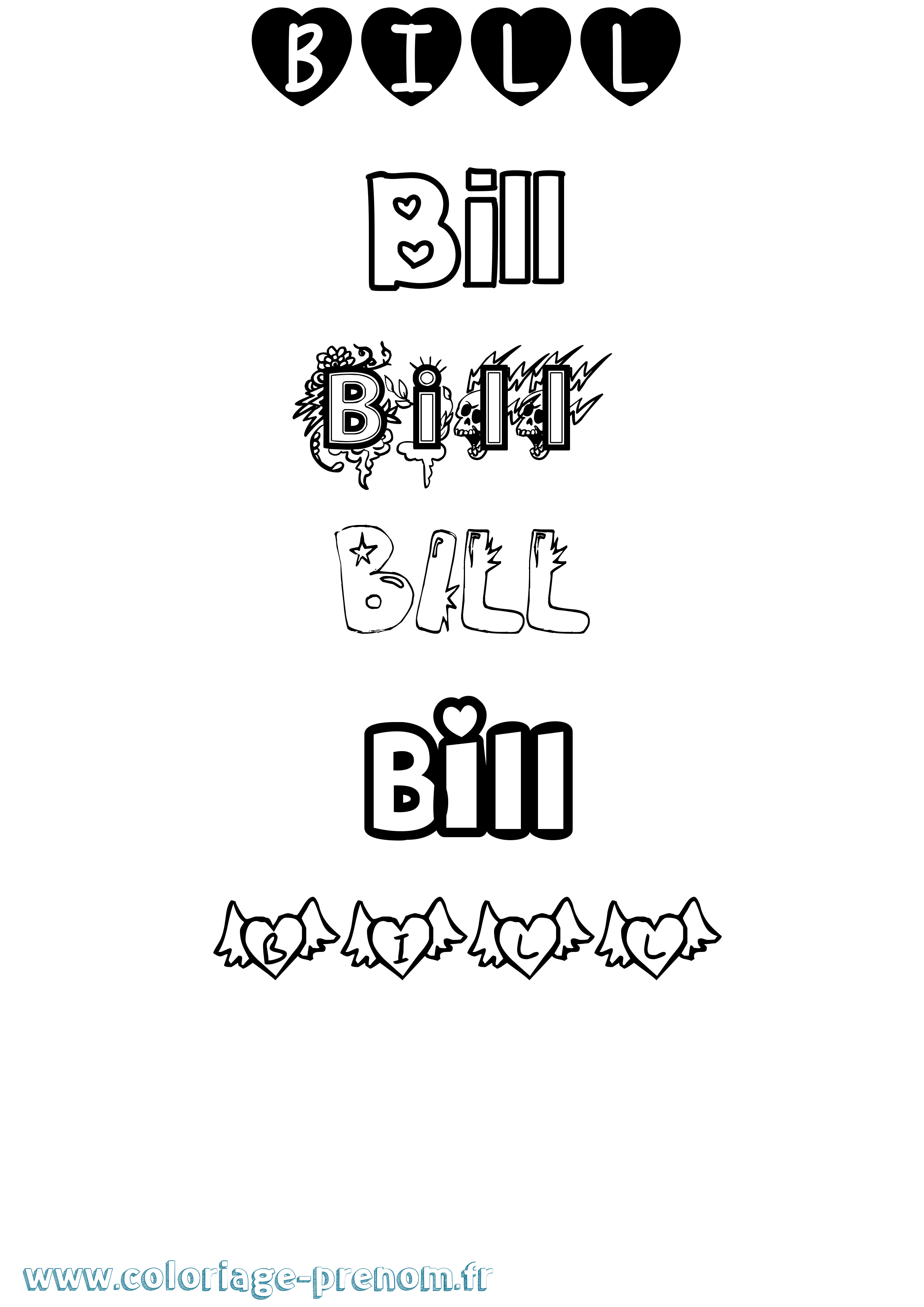 Coloriage Bill Girly Coloriage prénom Bill Girly