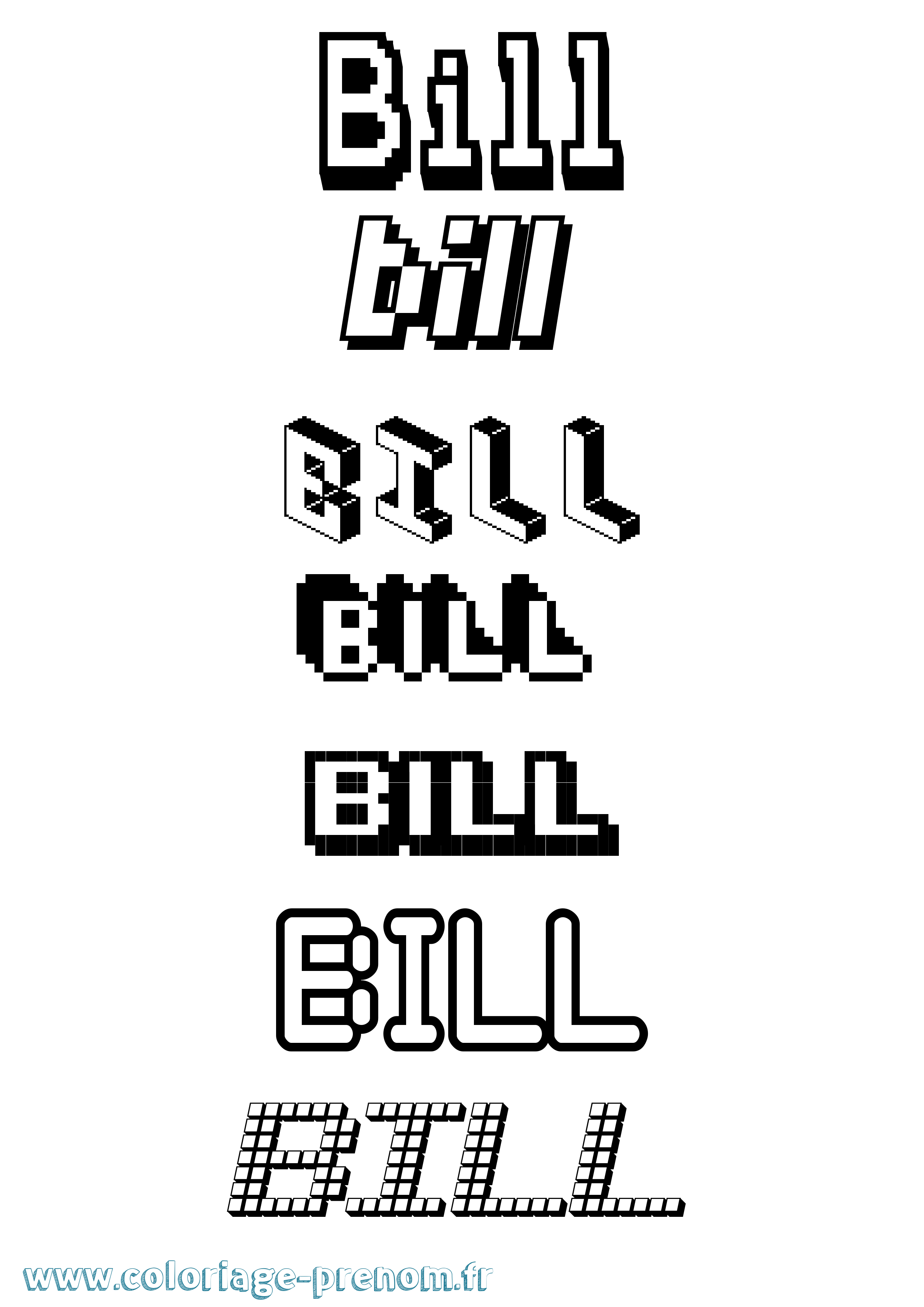 Coloriage prénom Bill Pixel