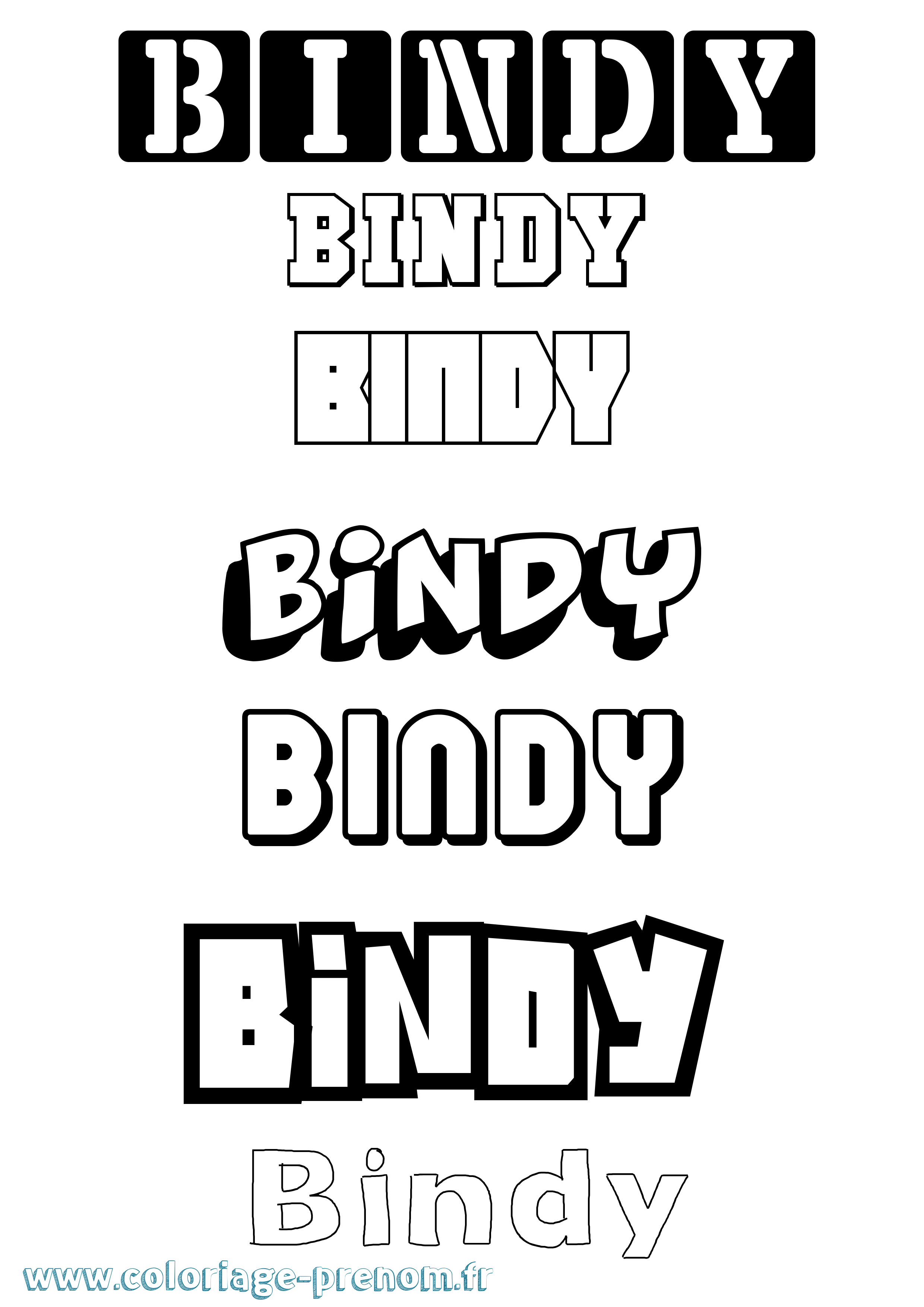 Coloriage prénom Bindy Simple
