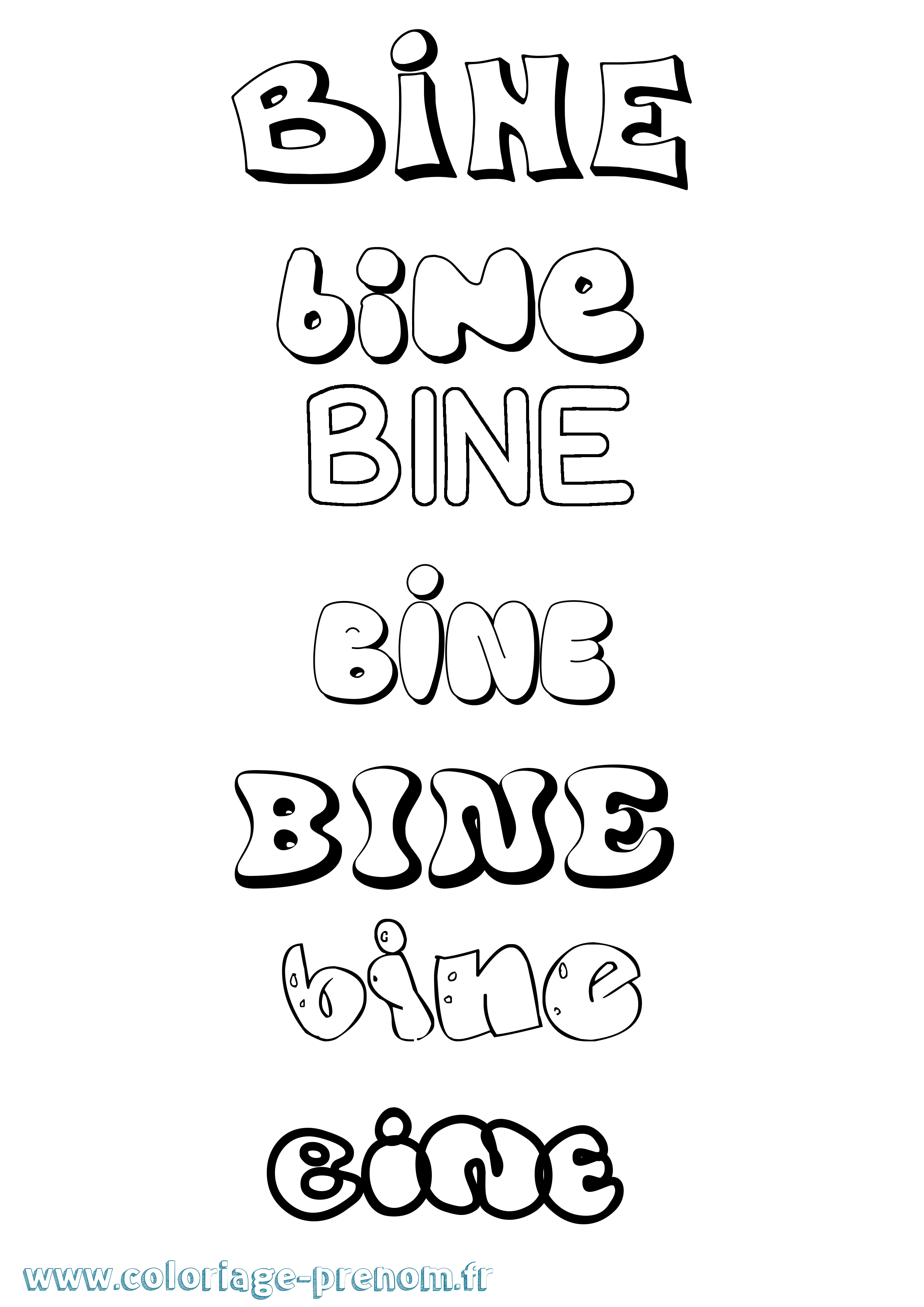 Coloriage Bine Bubble Coloriage prénom Bine Bubble