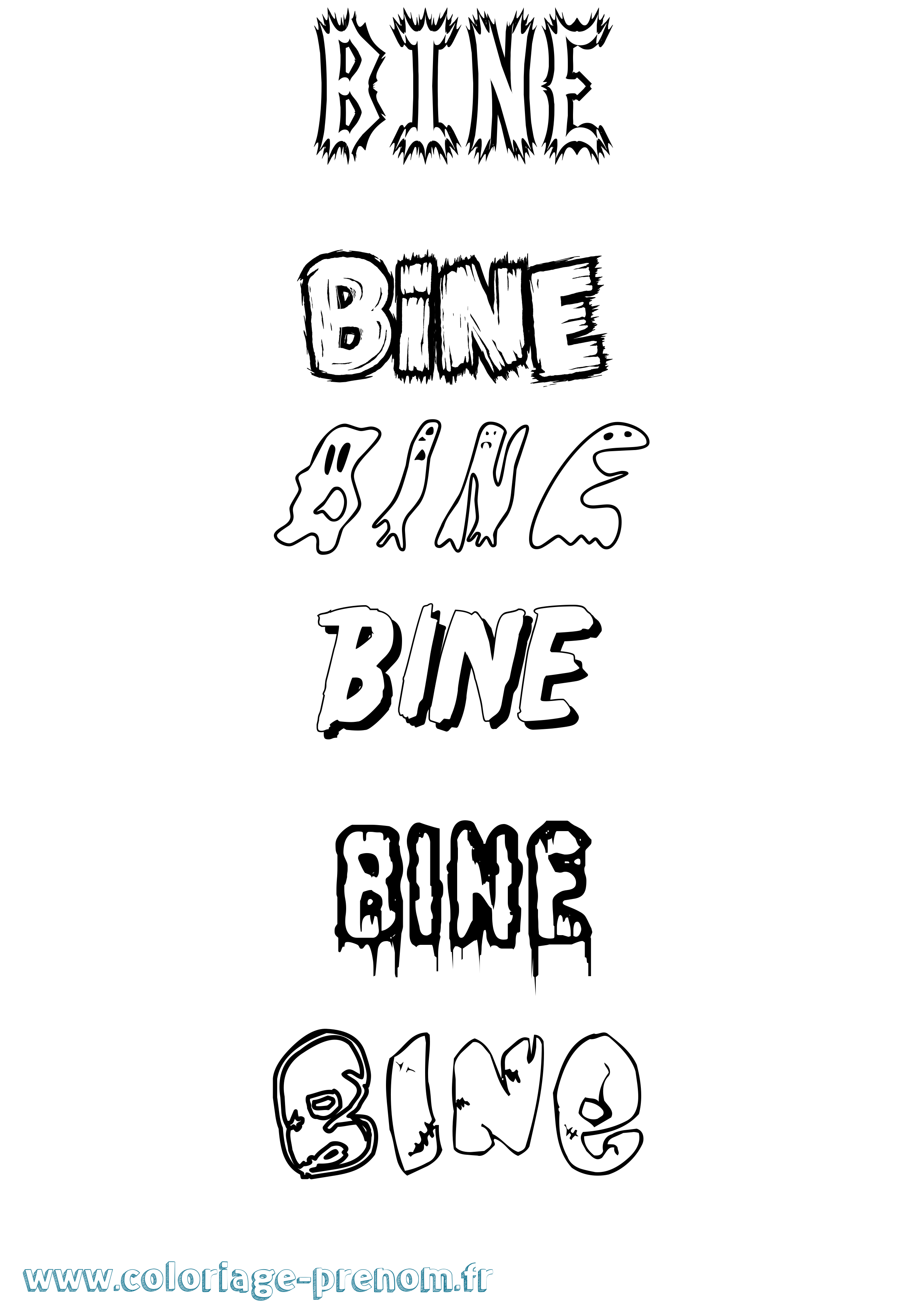 Coloriage Bine Frisson Coloriage prénom Bine Frisson