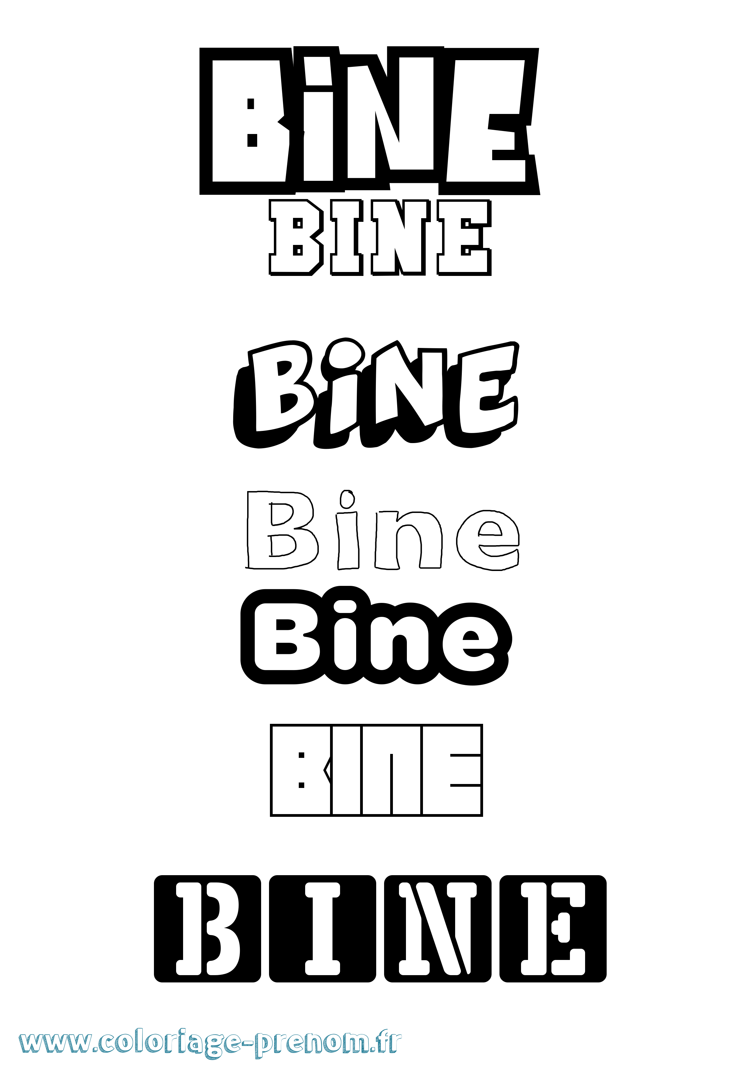 Coloriage Bine Simple Coloriage prénom Bine Simple