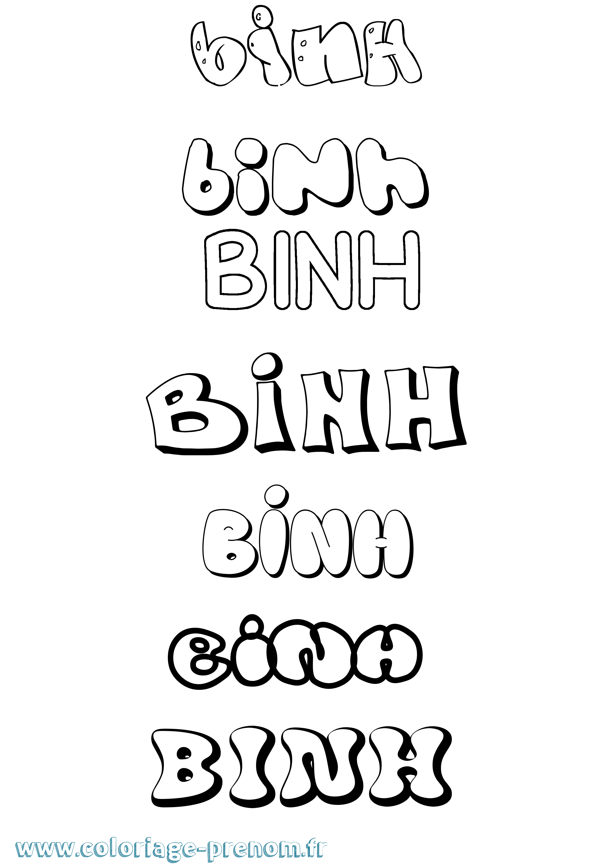 Coloriage Binh Bubble Coloriage prénom Binh Bubble