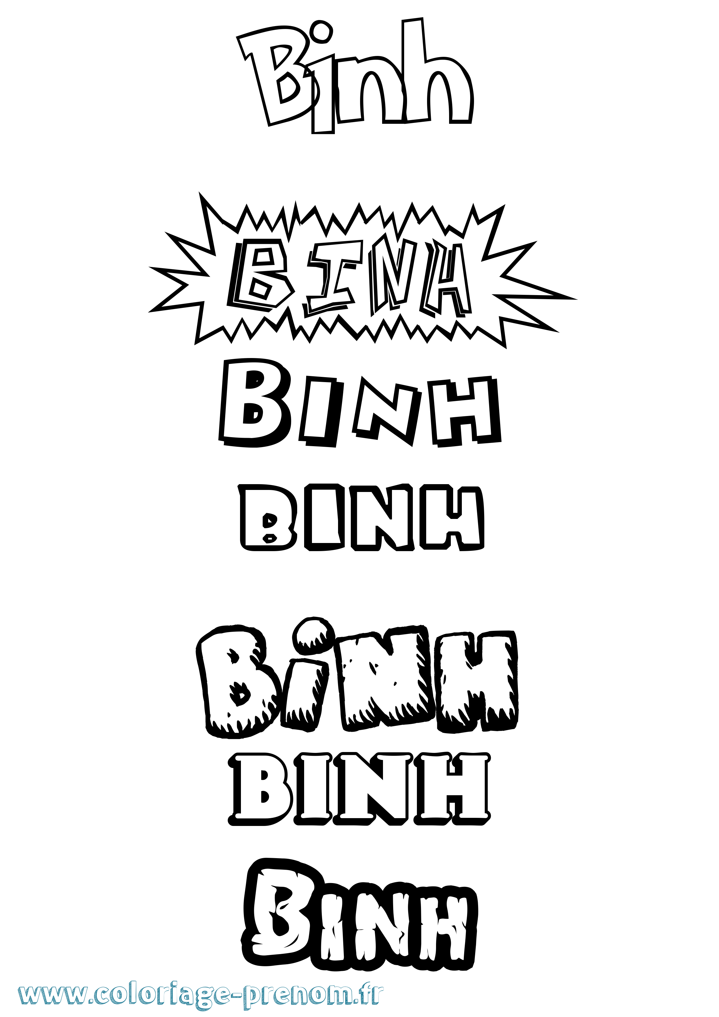 Coloriage Binh Dessin Animé Coloriage prénom Binh Dessin Animé