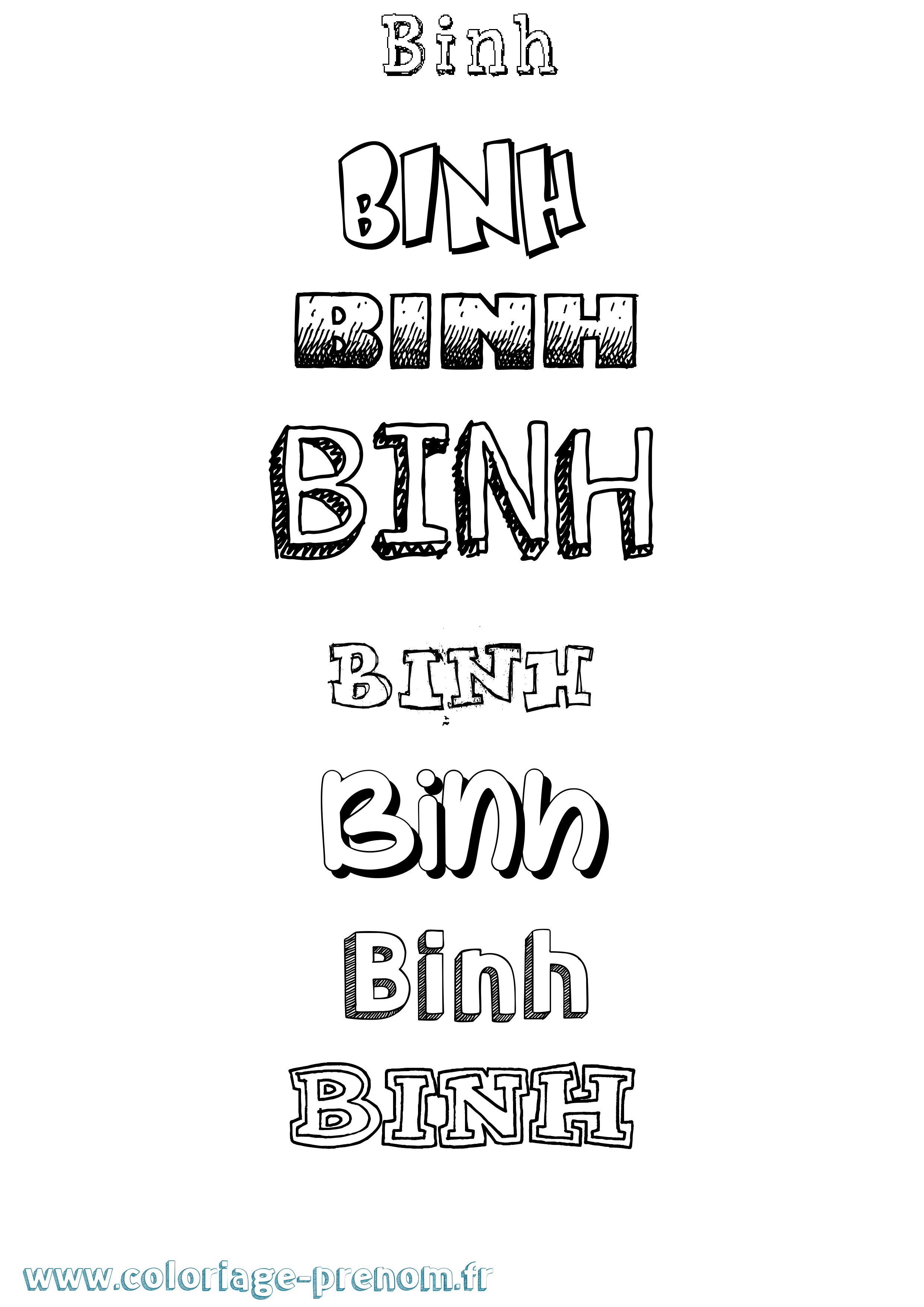 Coloriage Binh Dessiné Coloriage prénom Binh Dessiné