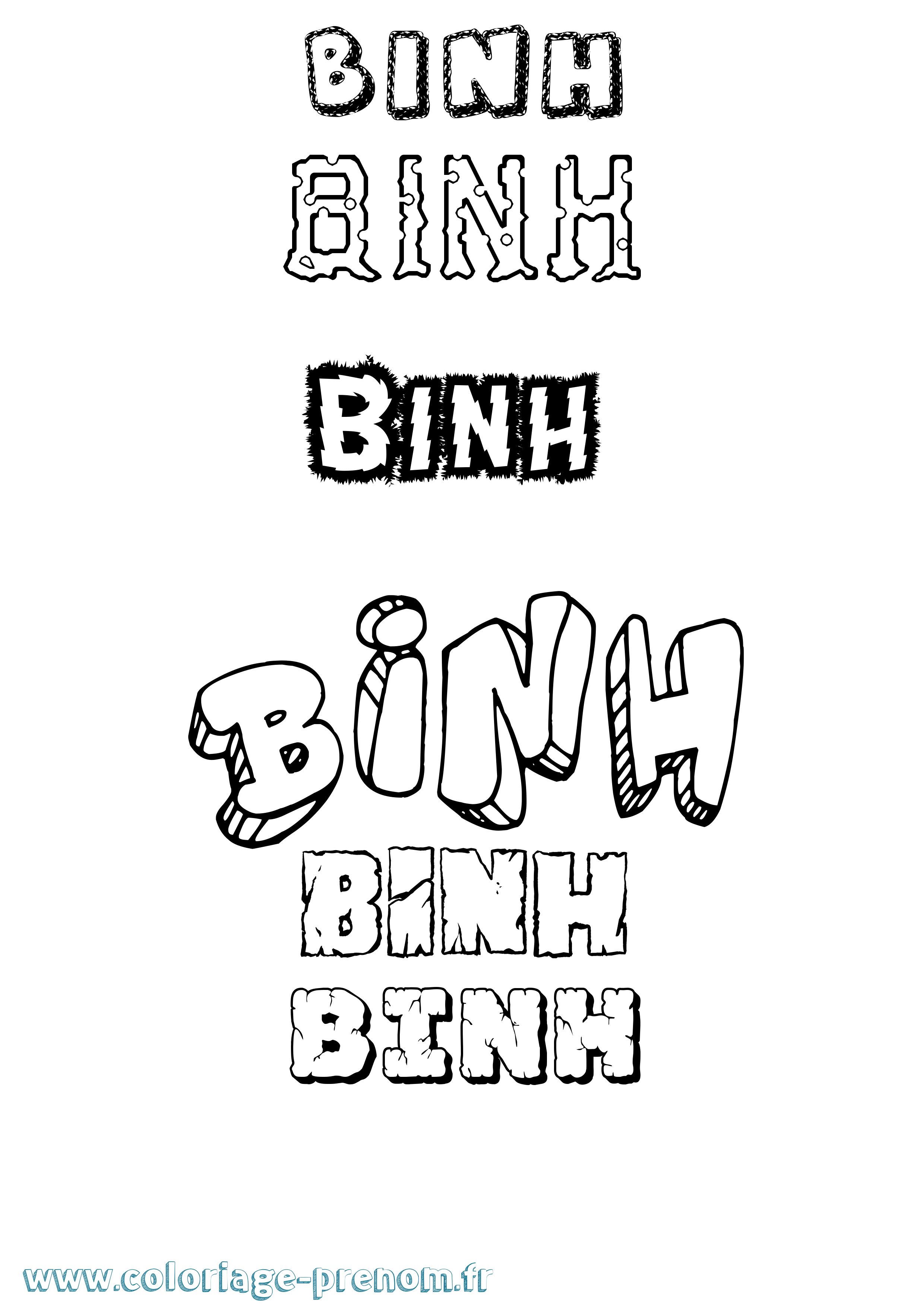 Coloriage Binh Destructuré Coloriage prénom Binh Destructuré