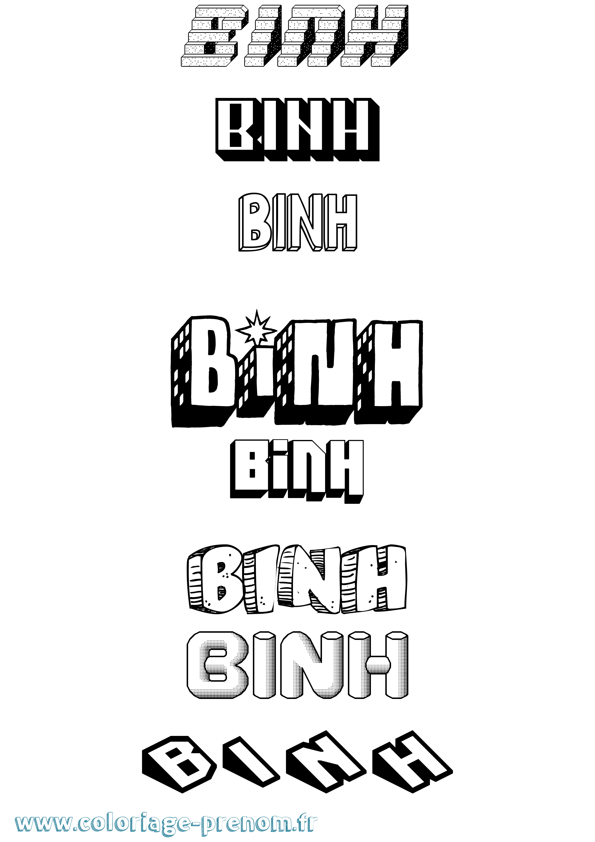 Coloriage Binh Effet 3D Coloriage prénom Binh Effet 3D