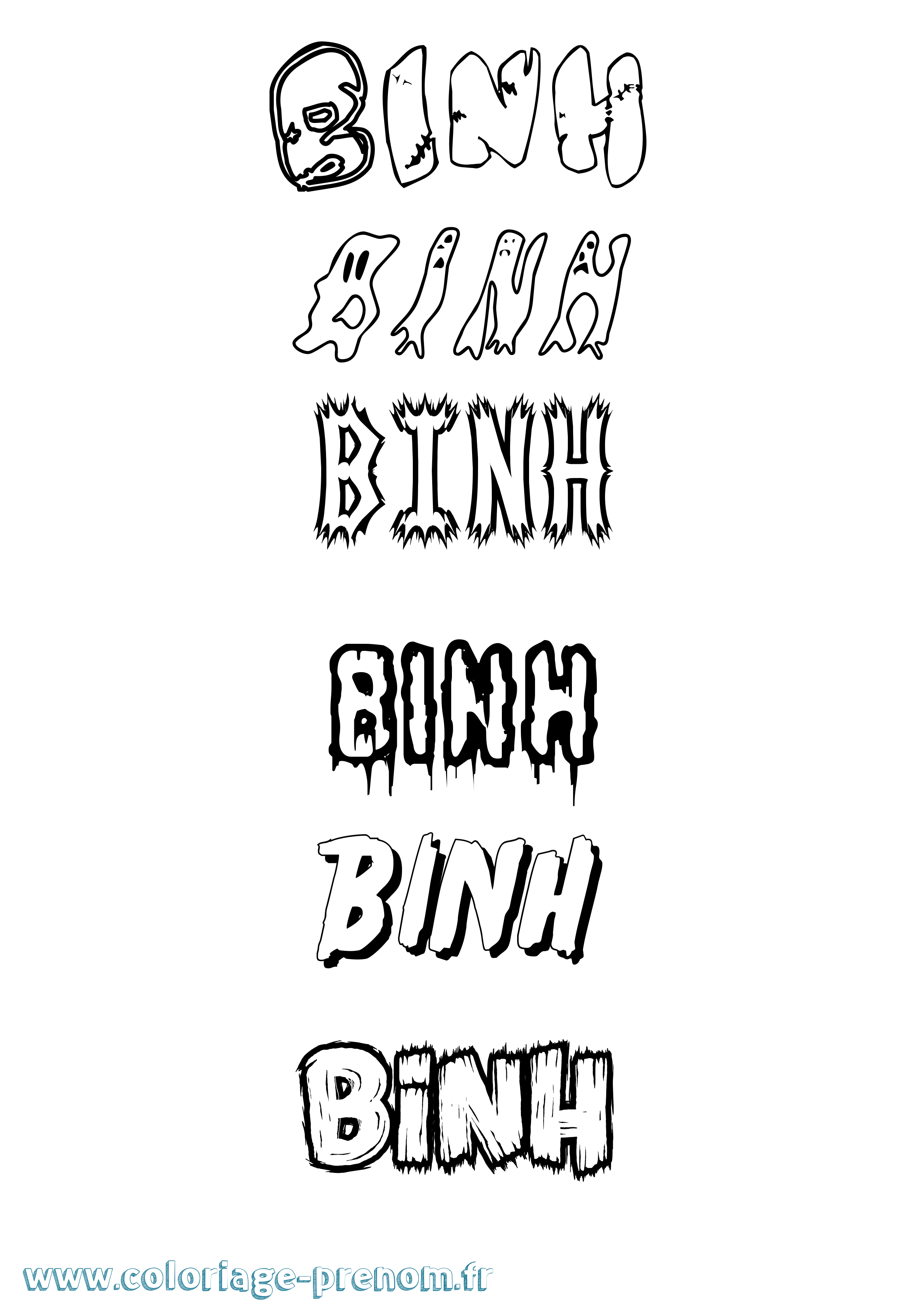 Coloriage Binh Frisson Coloriage prénom Binh Frisson