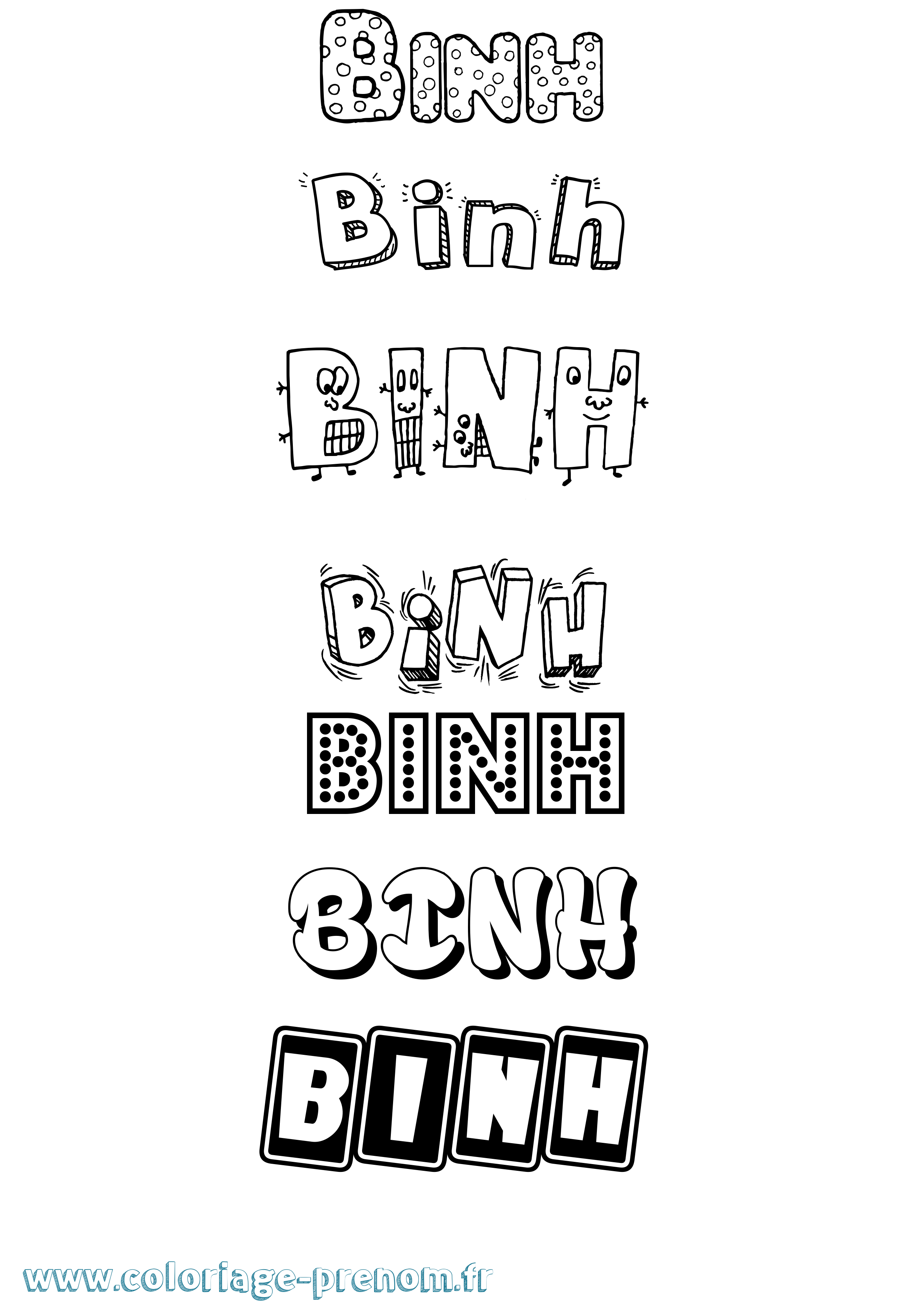 Coloriage Binh Fun Coloriage prénom Binh Fun