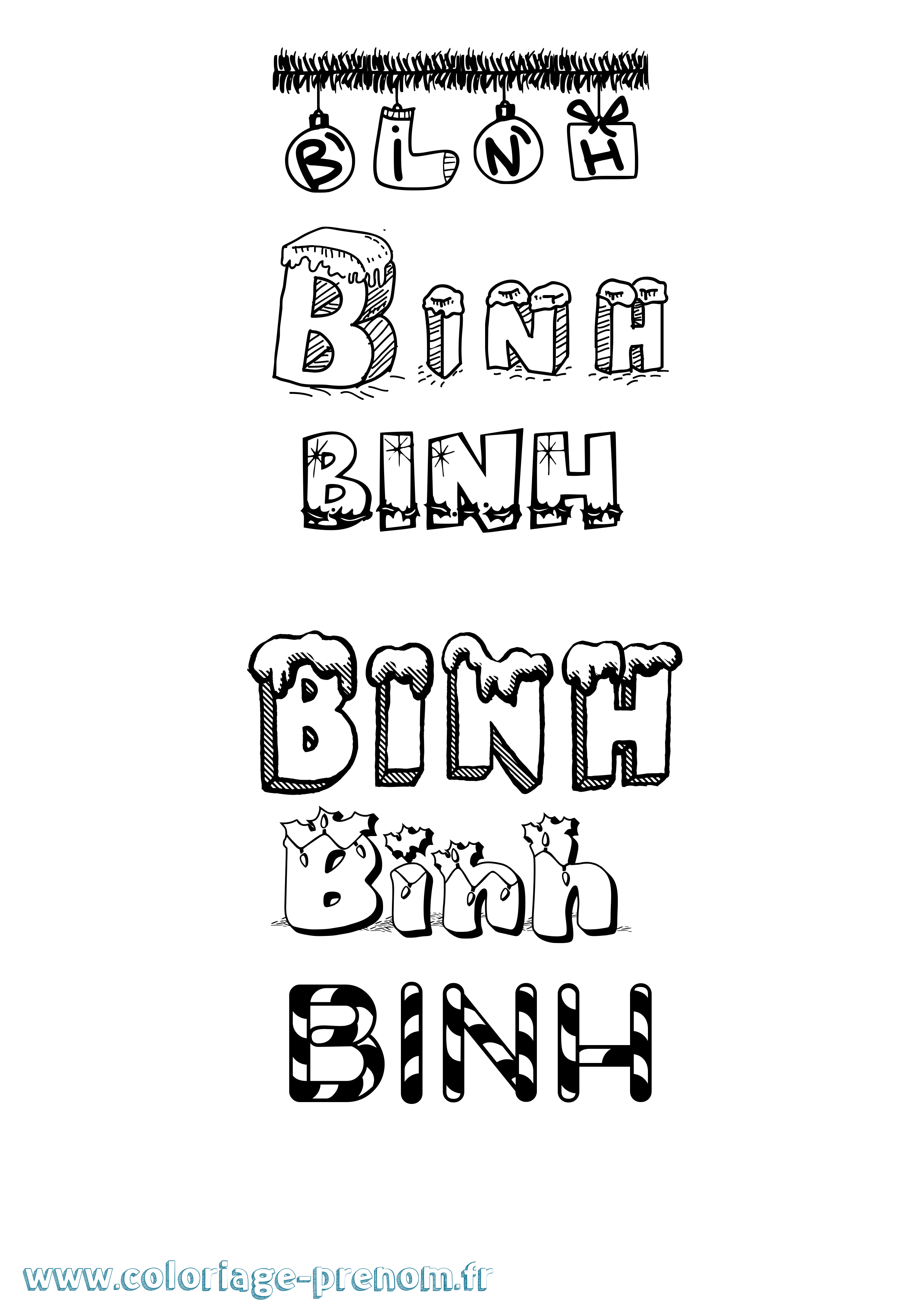 Coloriage Binh Noël Coloriage prénom Binh Noël