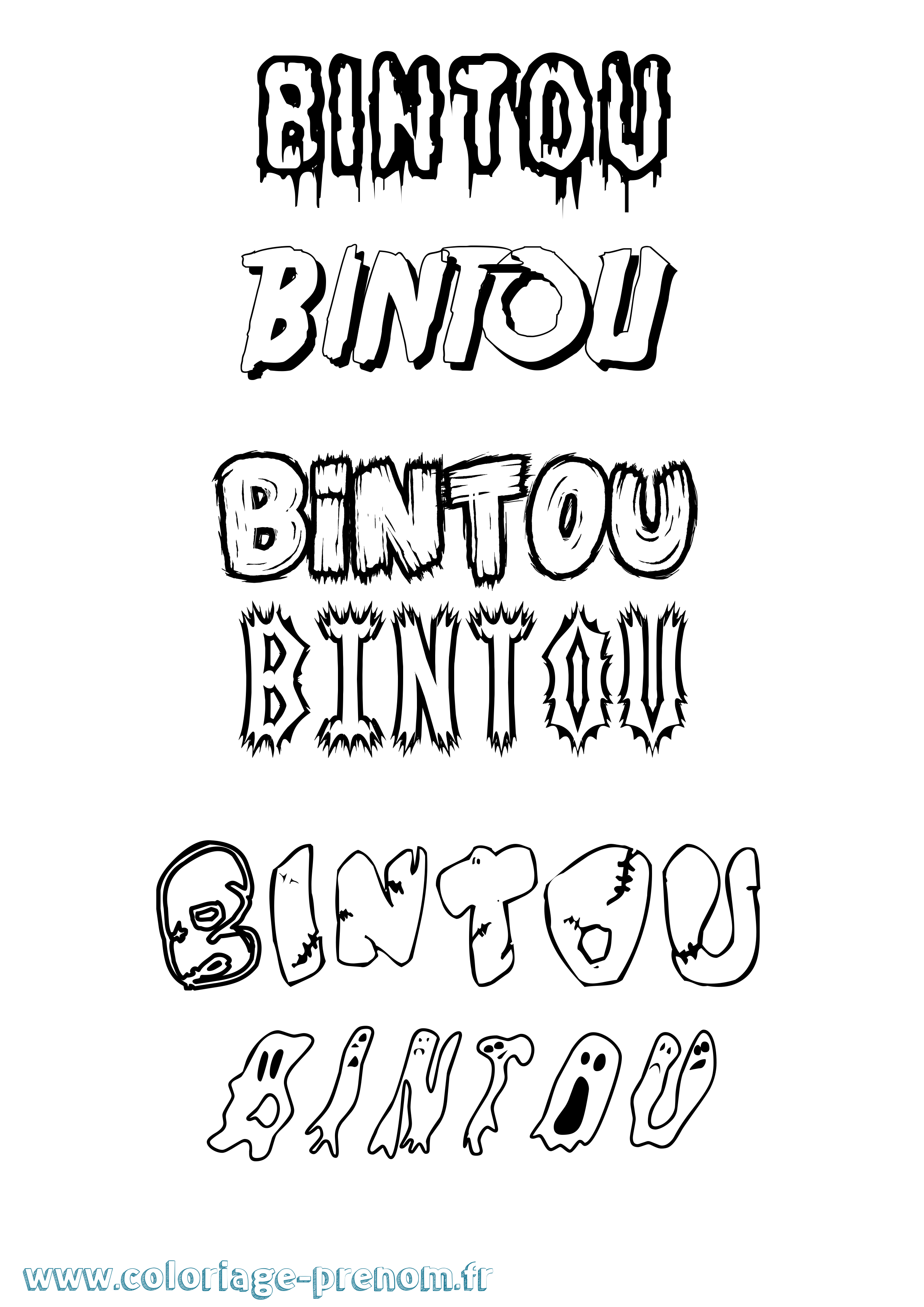 Coloriage prénom Bintou Frisson