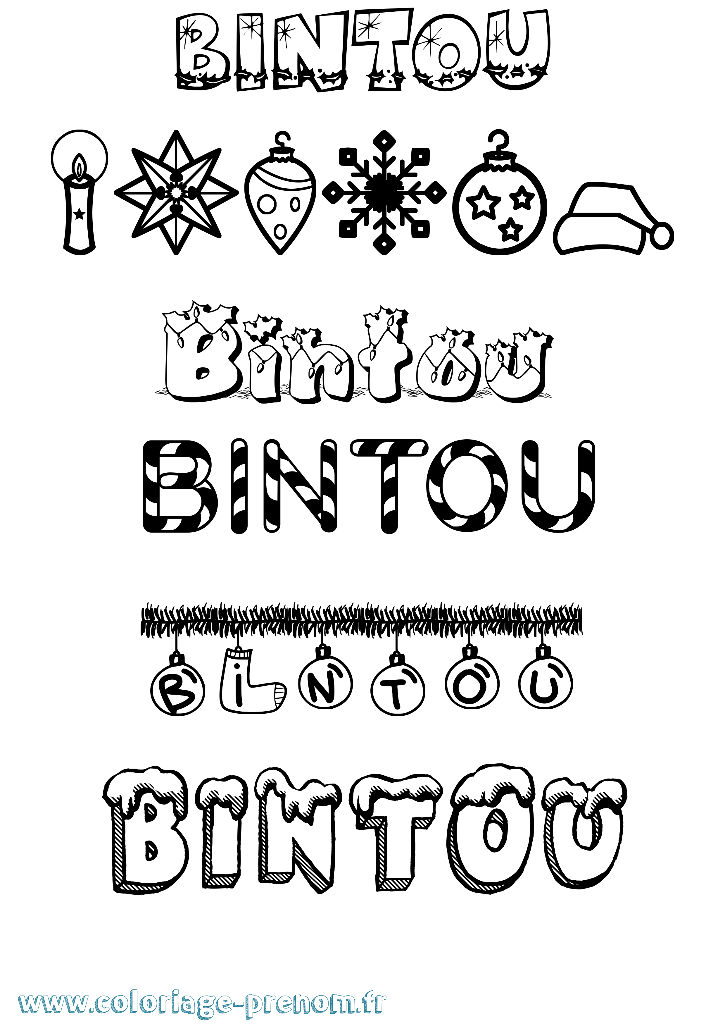 Coloriage prénom Bintou Noël