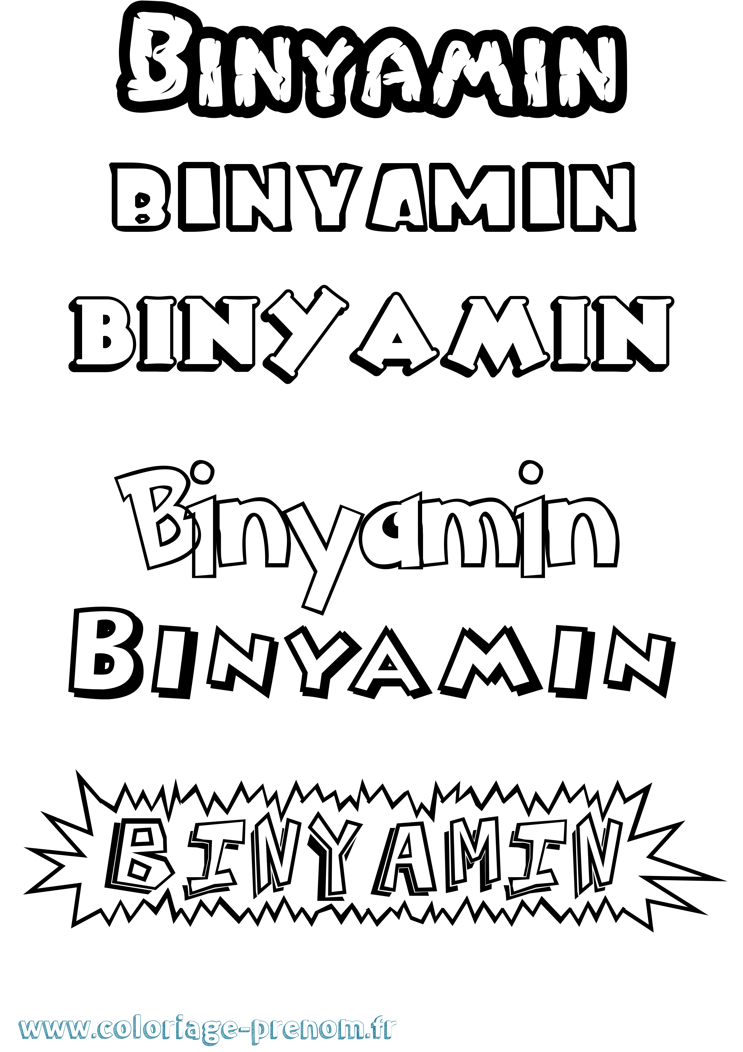 Coloriage prénom Binyamin Dessin Animé