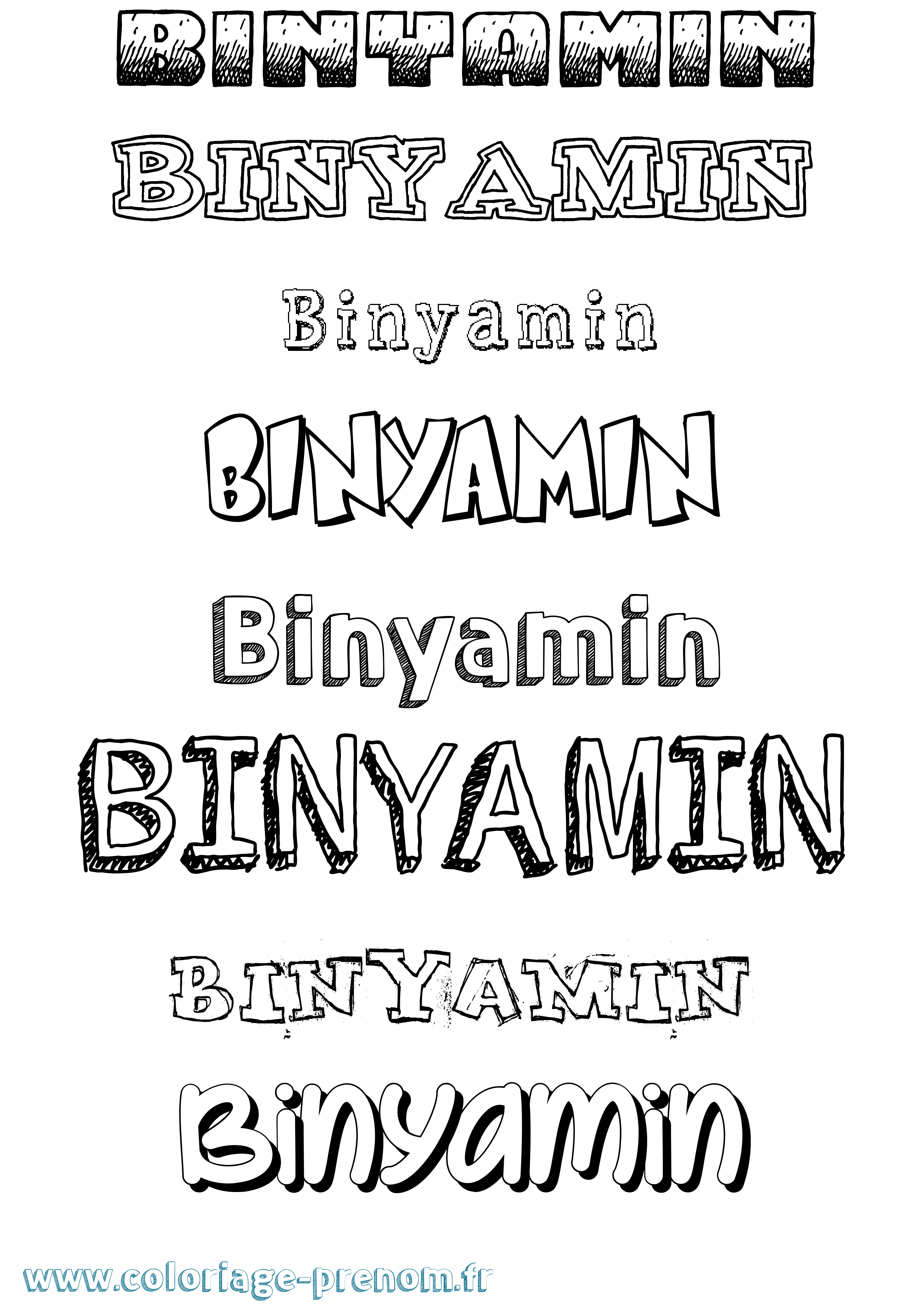 Coloriage prénom Binyamin Dessiné