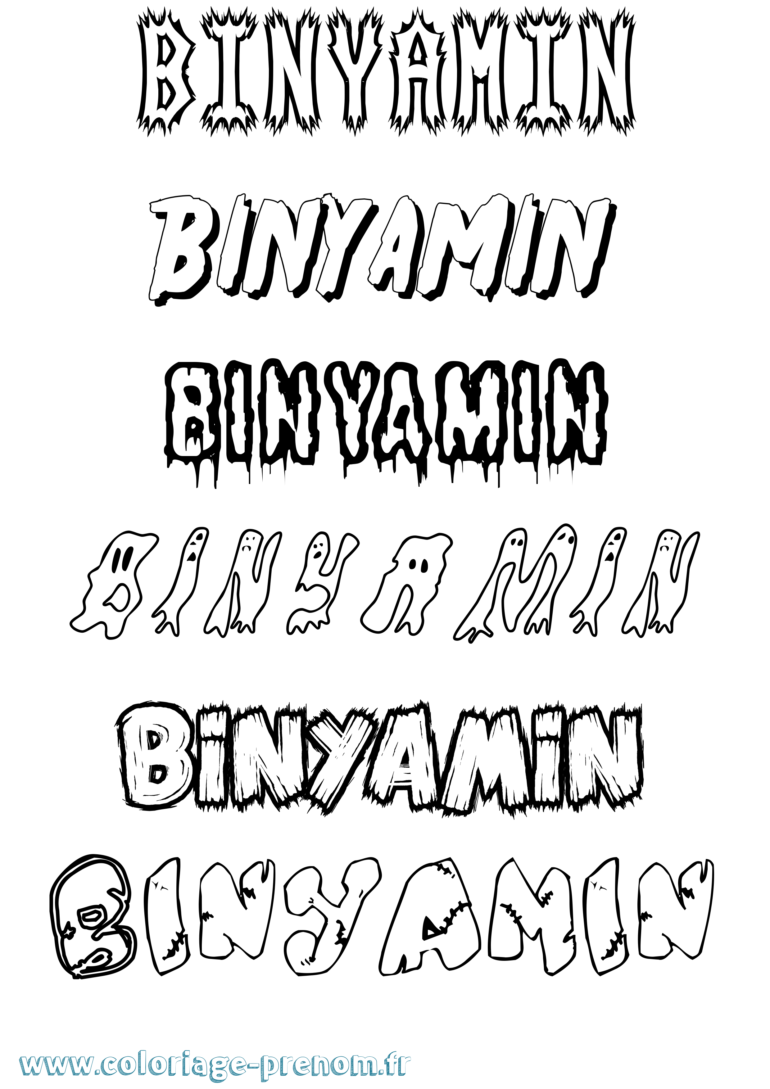 Coloriage prénom Binyamin Frisson