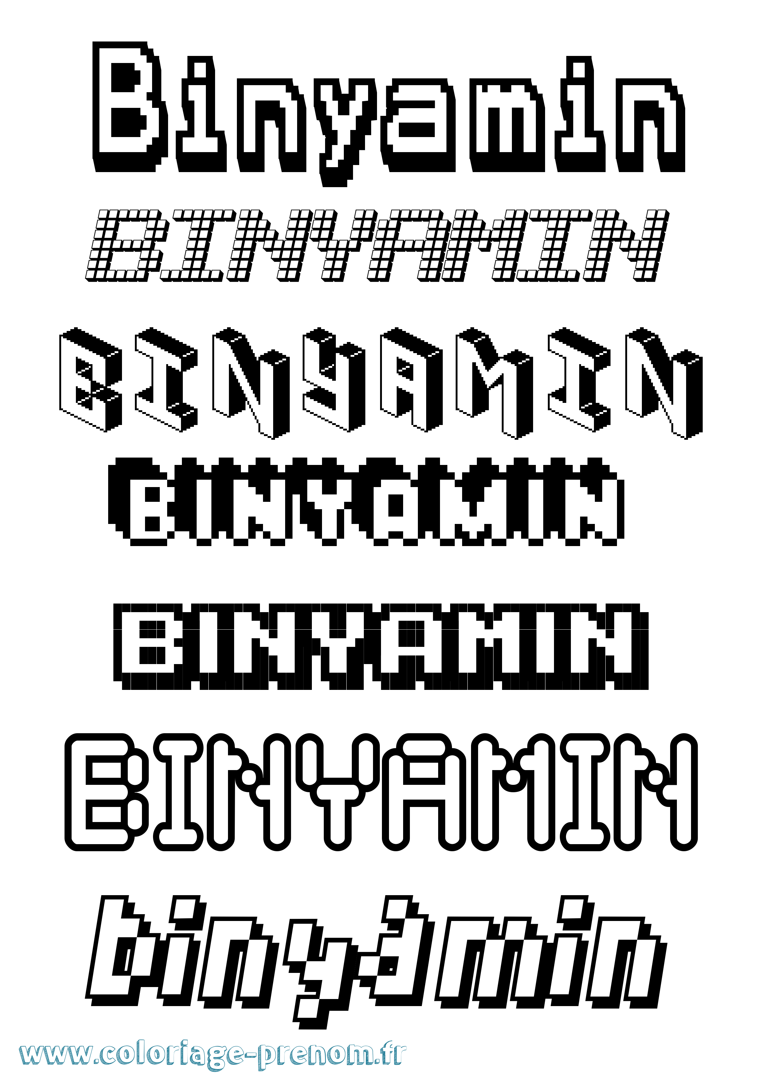 Coloriage prénom Binyamin Pixel
