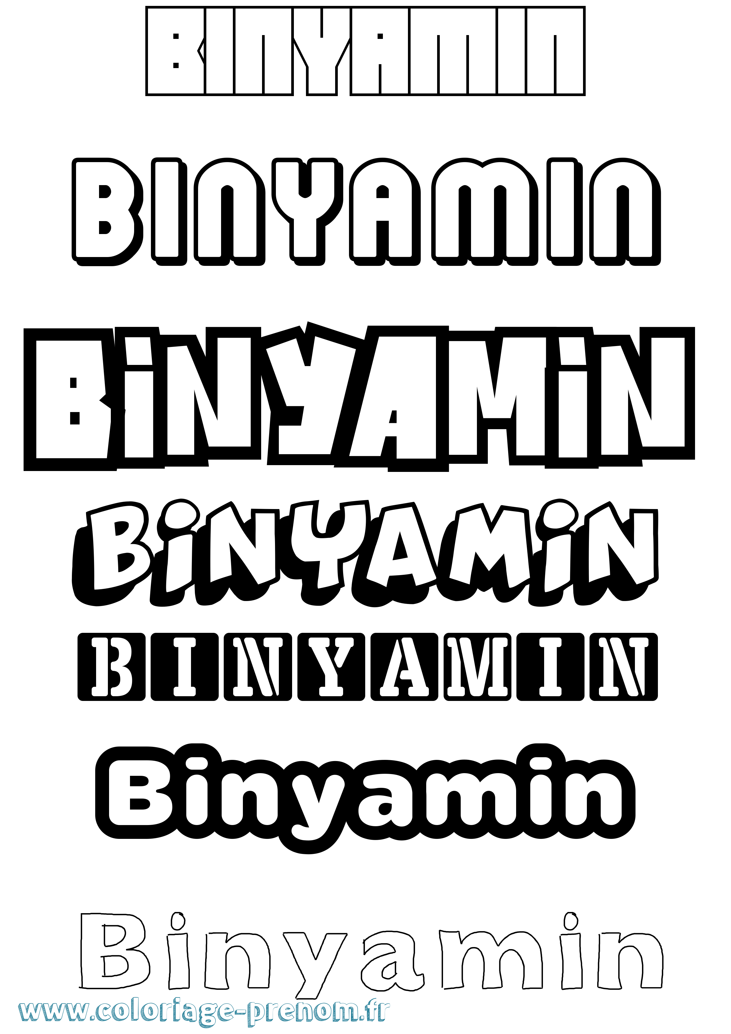 Coloriage prénom Binyamin Simple