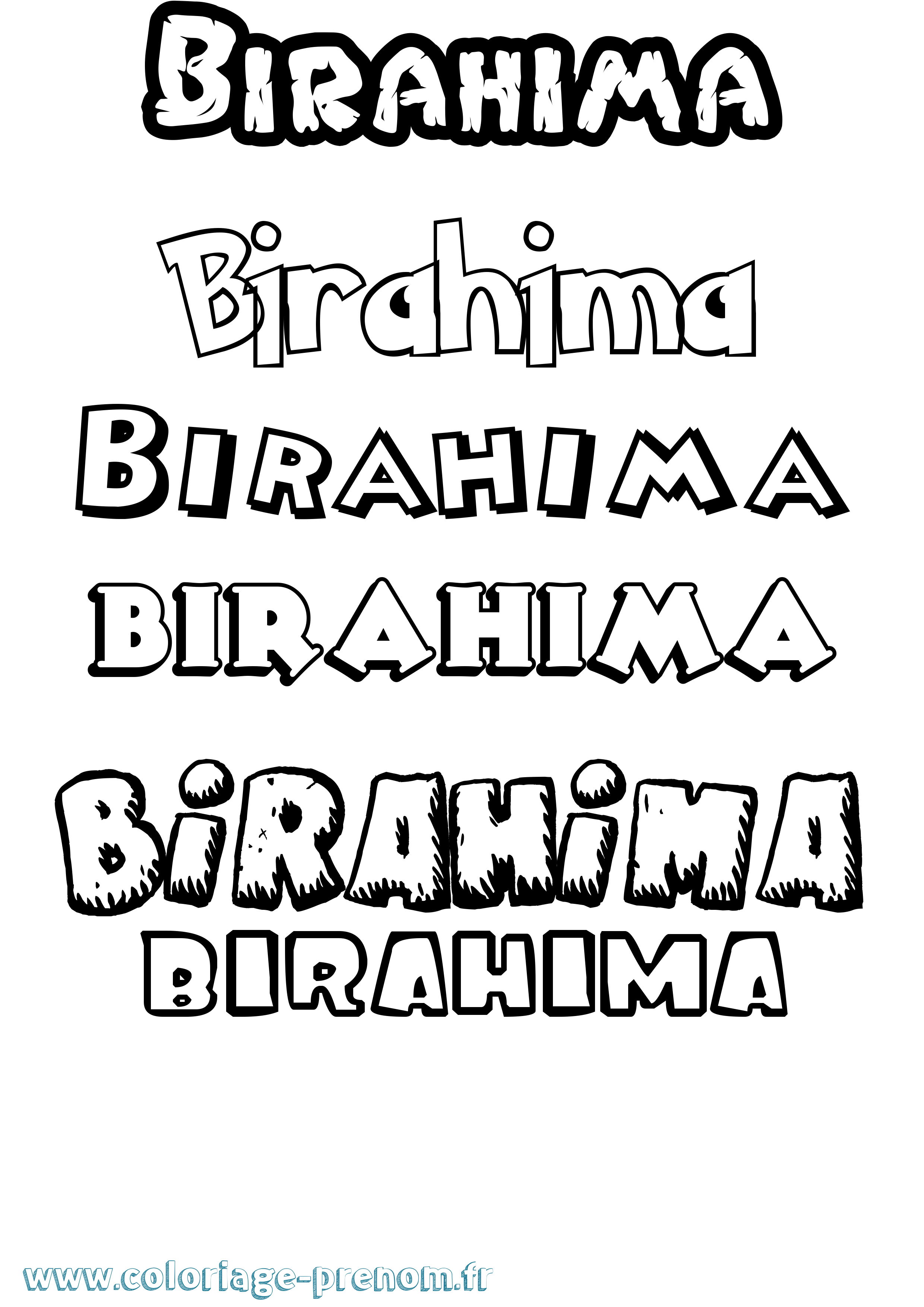 Coloriage prénom Birahima Dessin Animé
