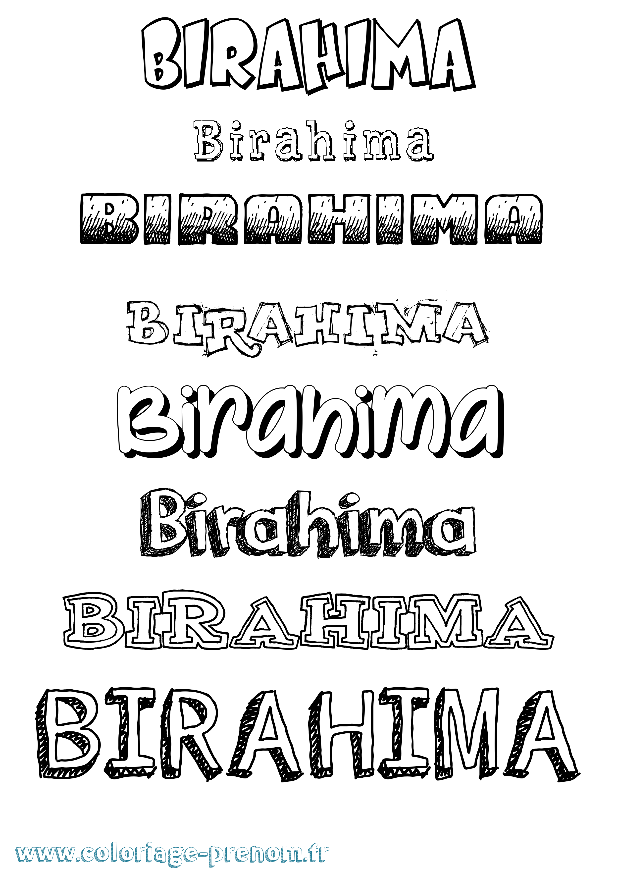 Coloriage prénom Birahima Dessiné