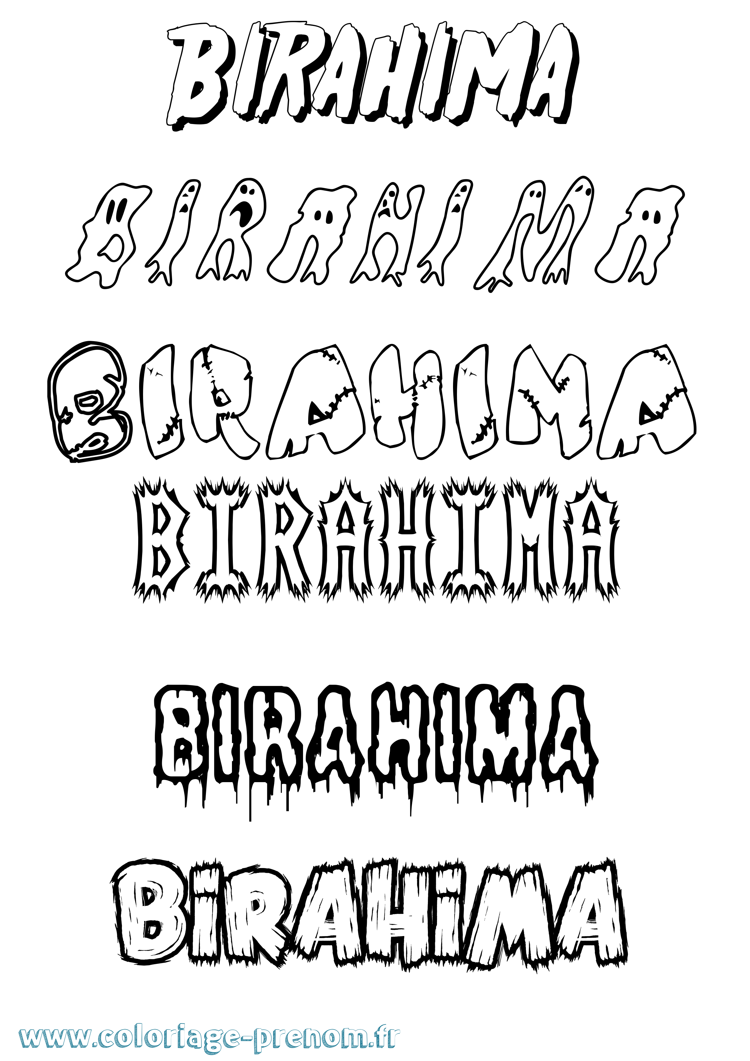 Coloriage prénom Birahima Frisson
