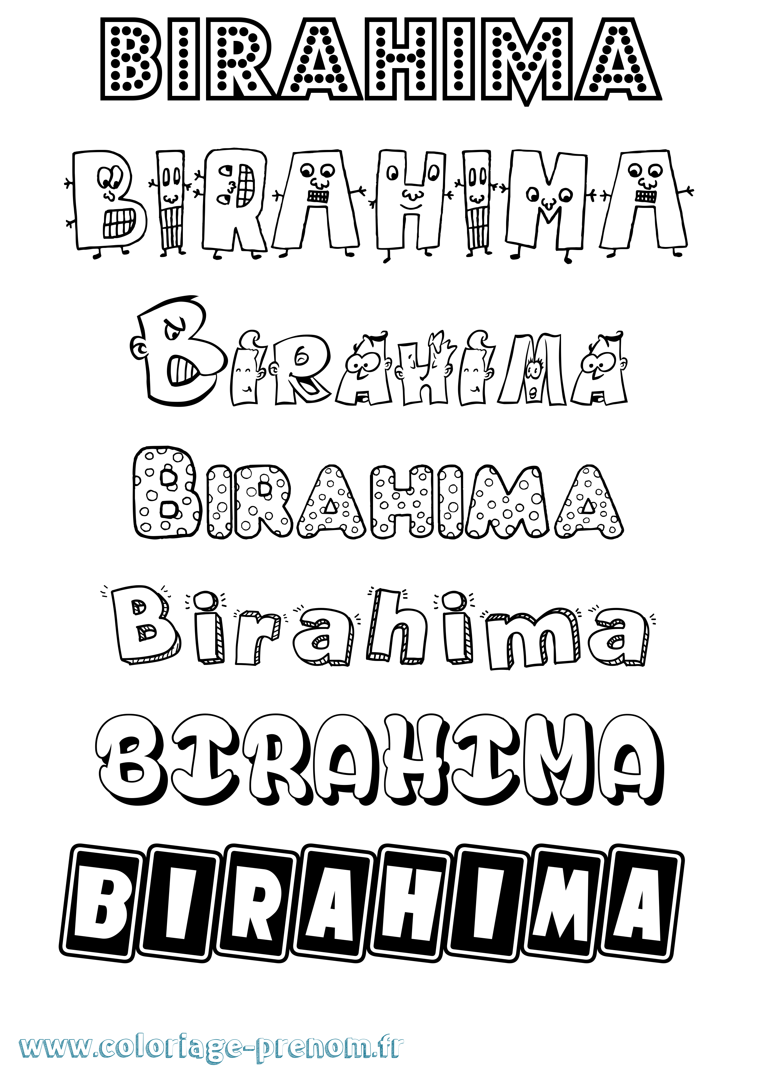 Coloriage prénom Birahima Fun