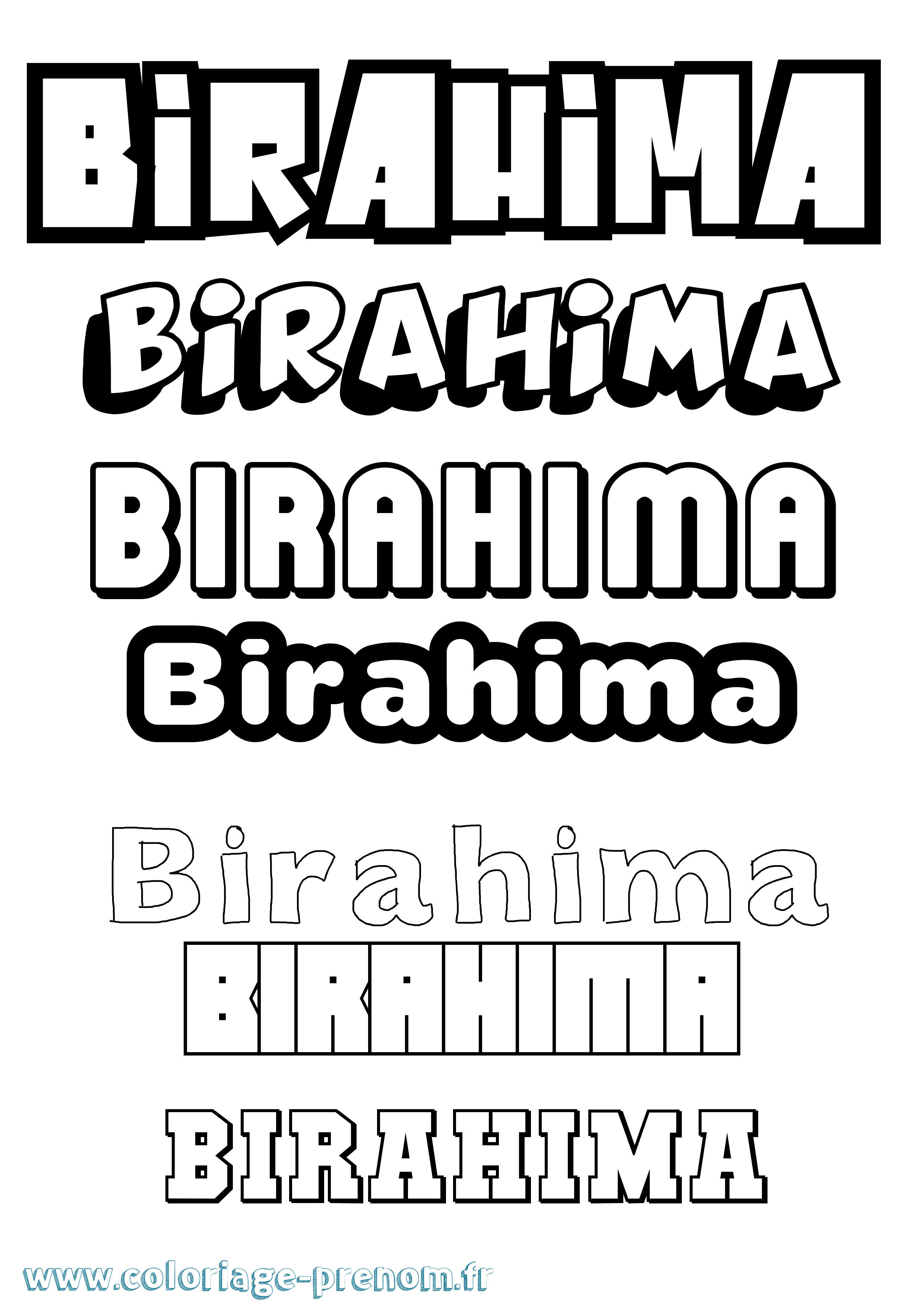 Coloriage prénom Birahima Simple