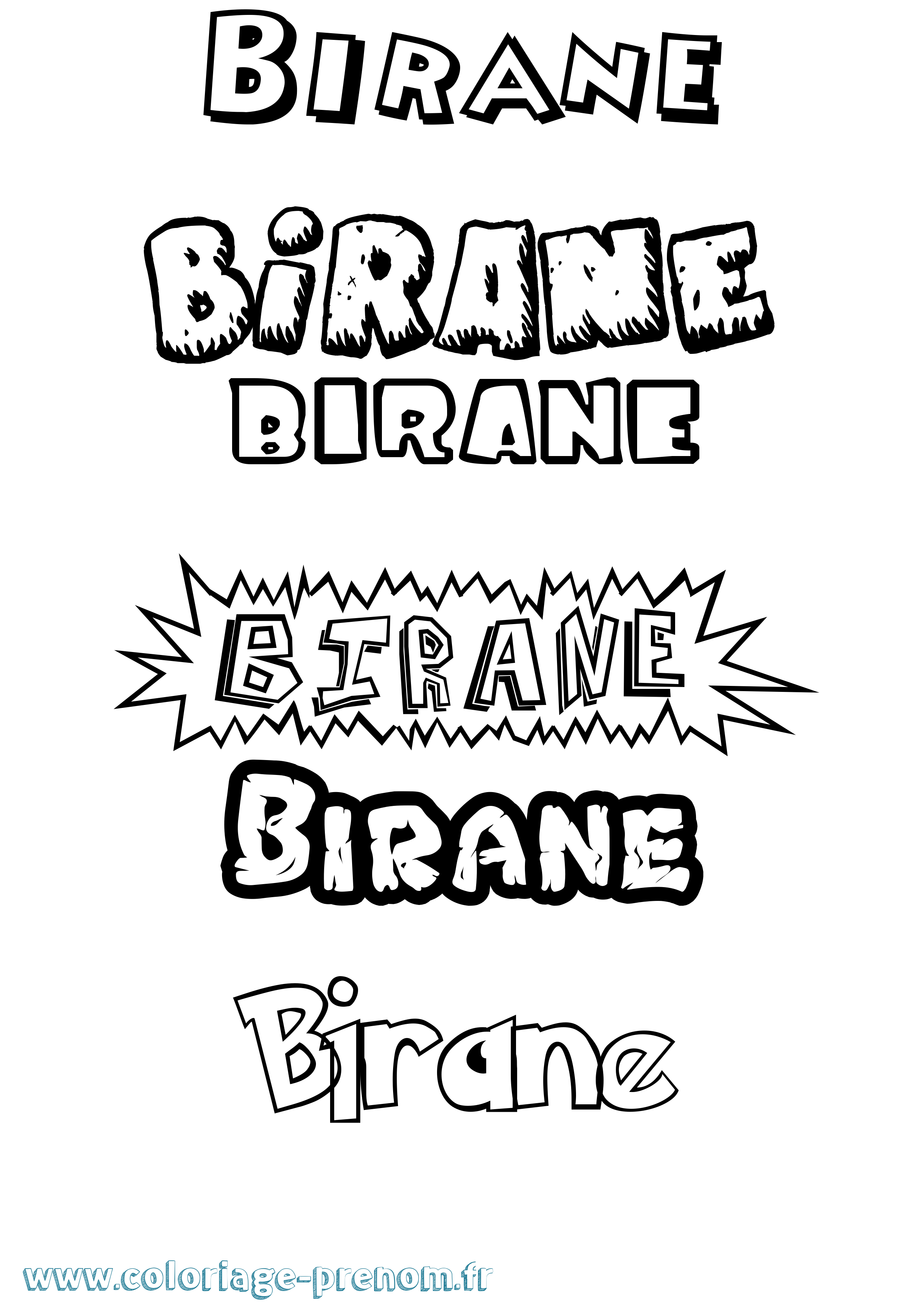 Coloriage prénom Birane Dessin Animé