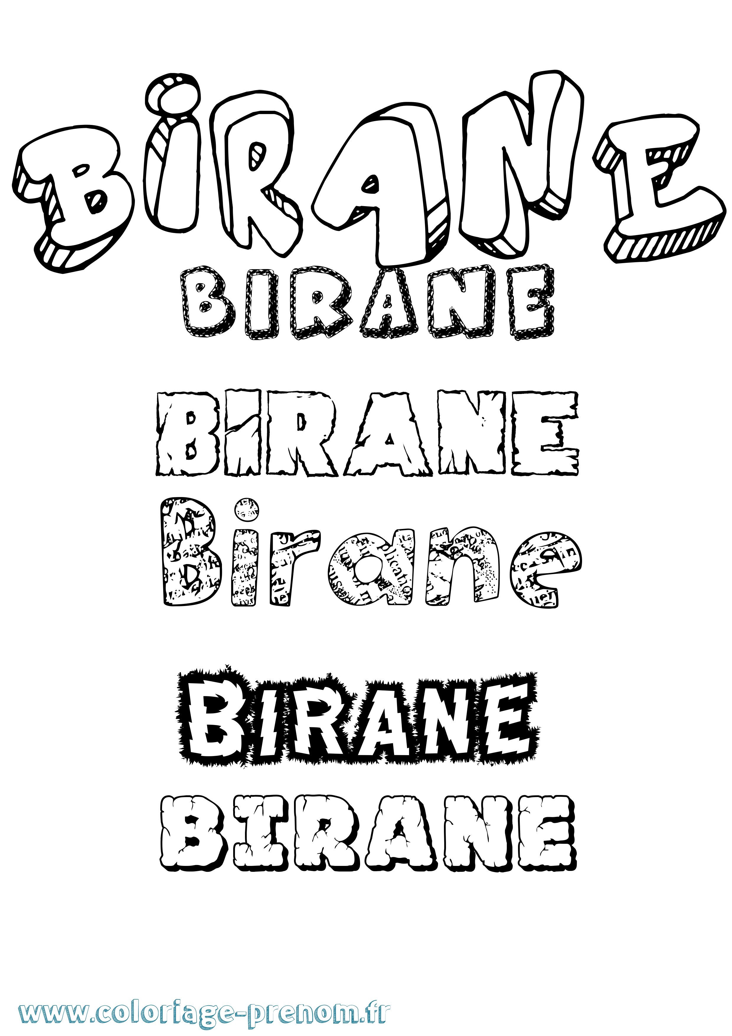 Coloriage prénom Birane Destructuré