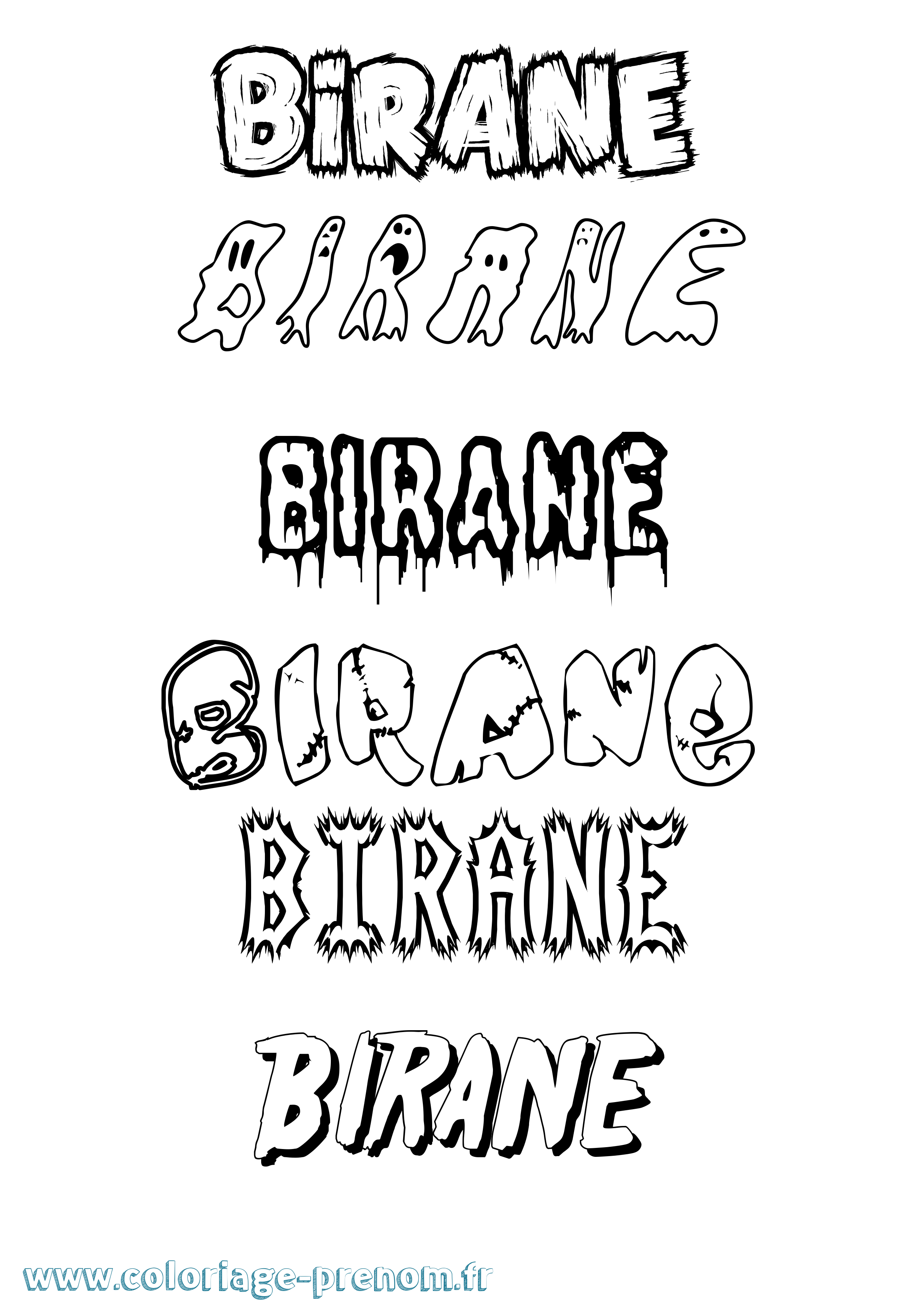 Coloriage prénom Birane Frisson