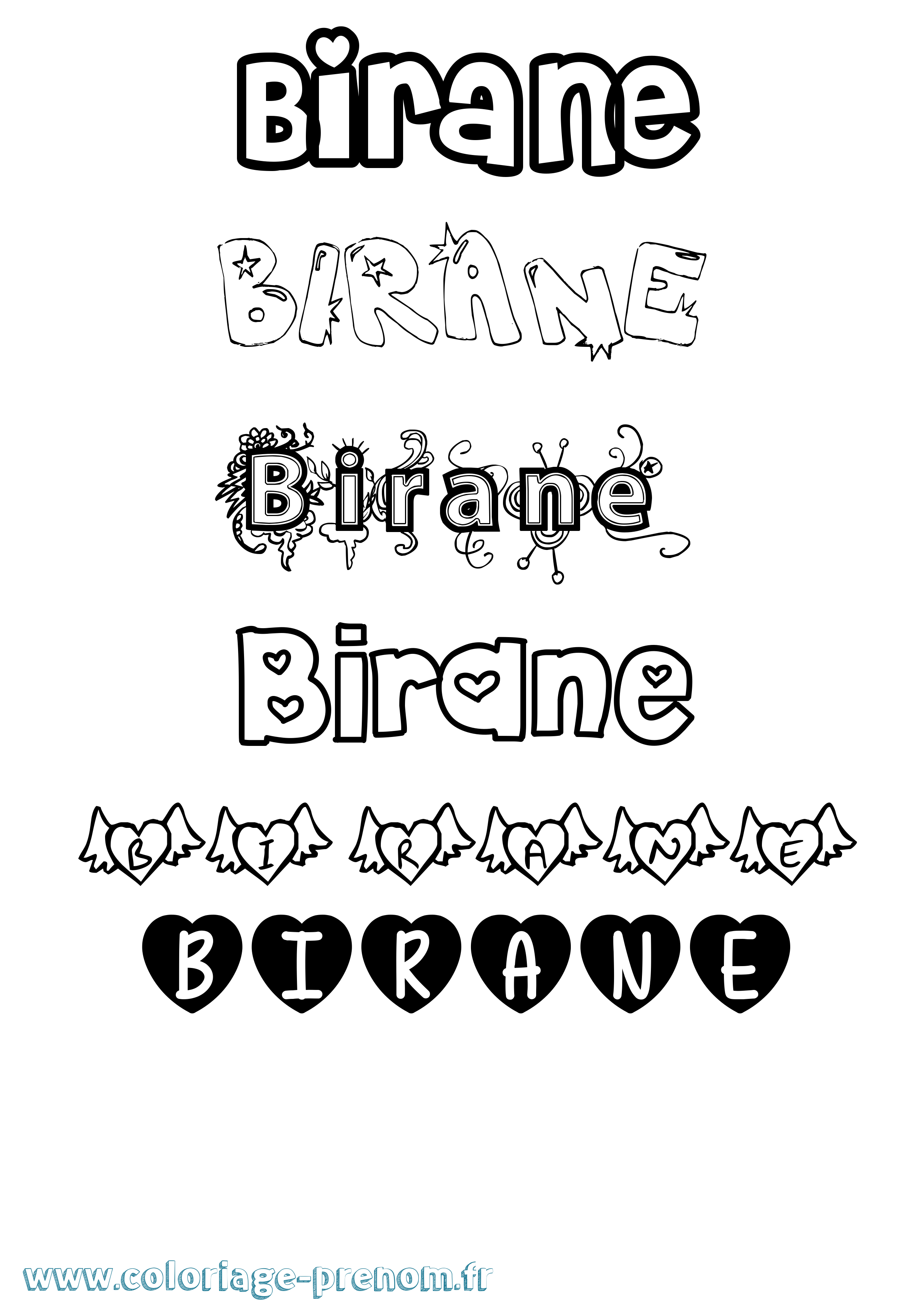 Coloriage prénom Birane Girly
