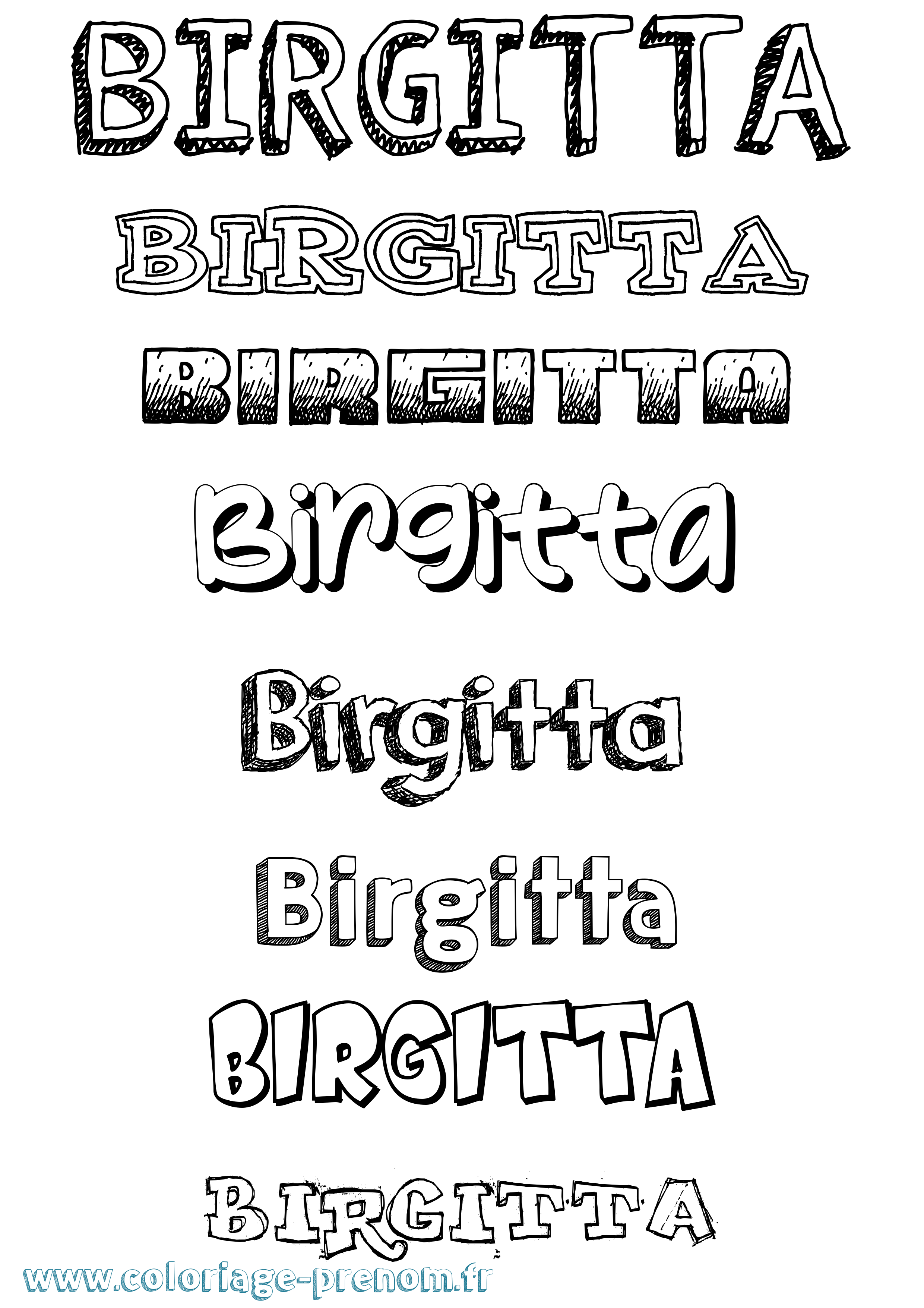 Coloriage prénom Birgitta Dessiné