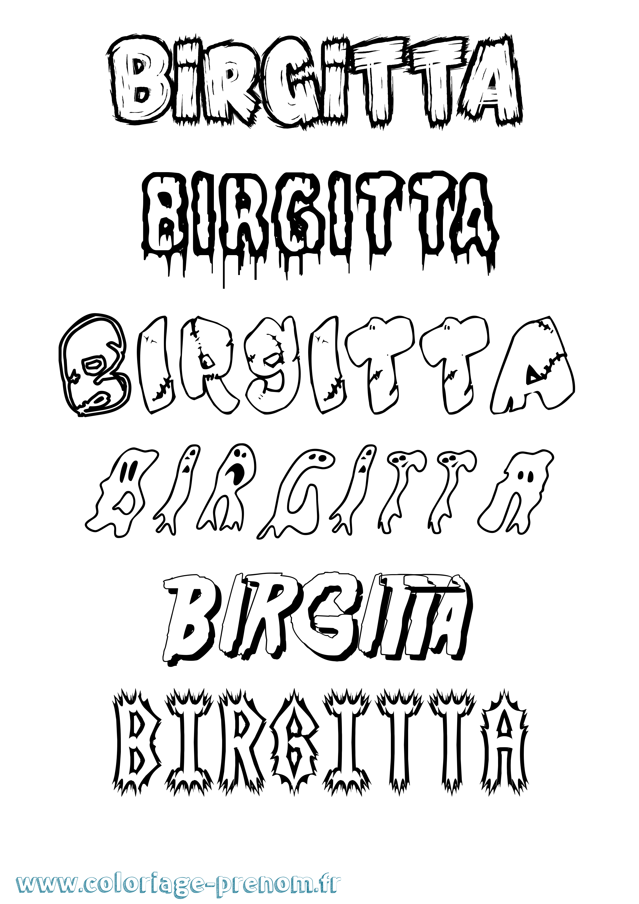 Coloriage prénom Birgitta Frisson