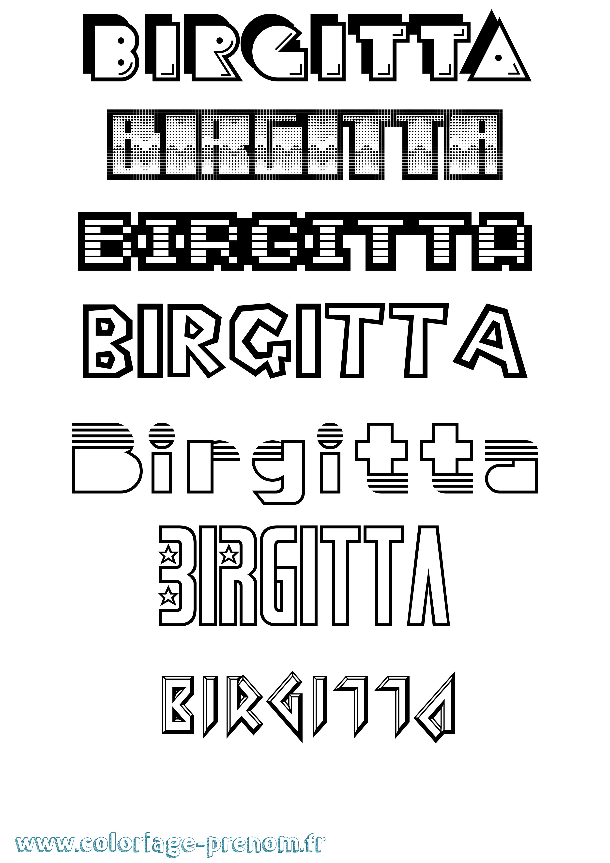 Coloriage prénom Birgitta Jeux Vidéos