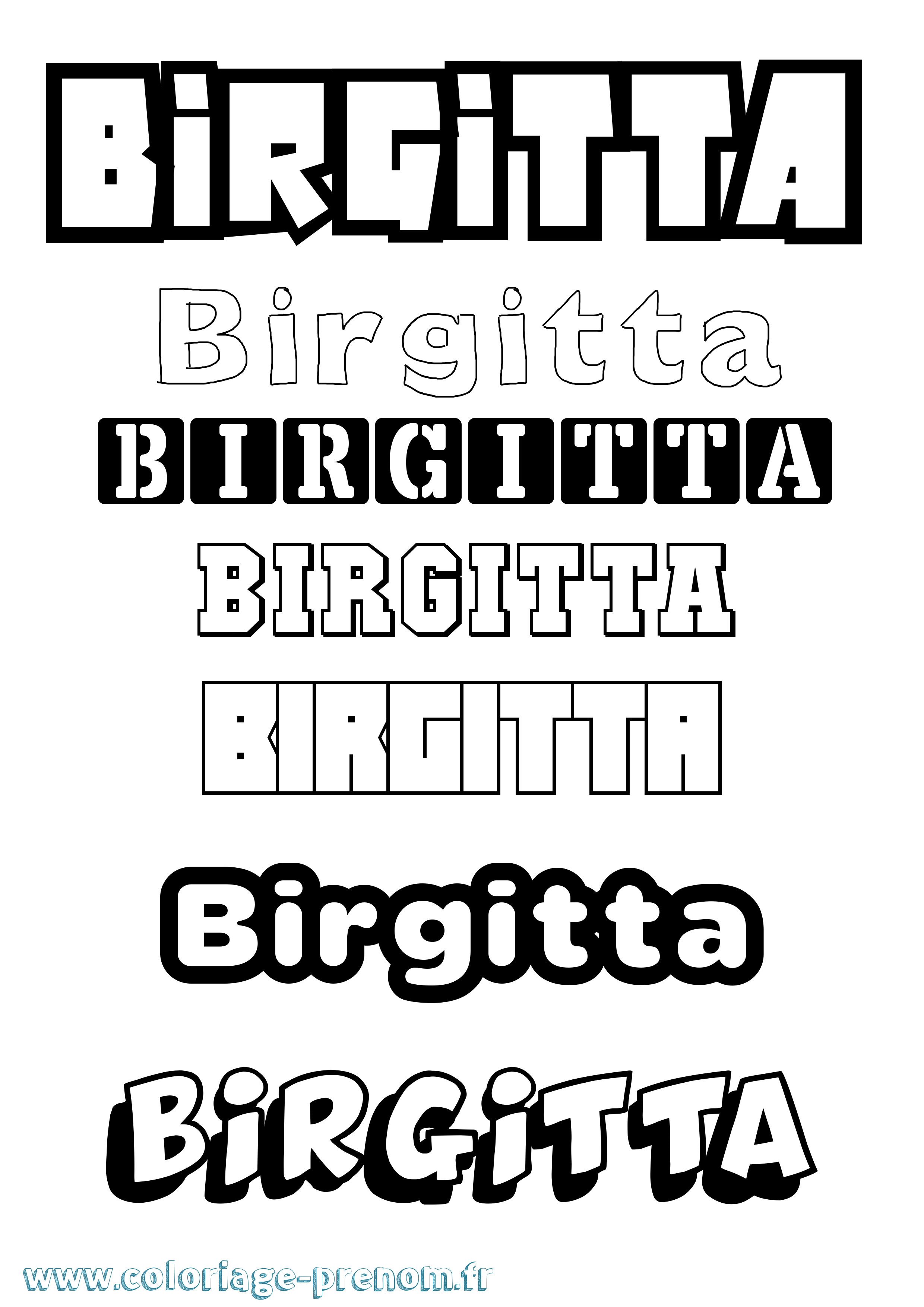Coloriage prénom Birgitta Simple