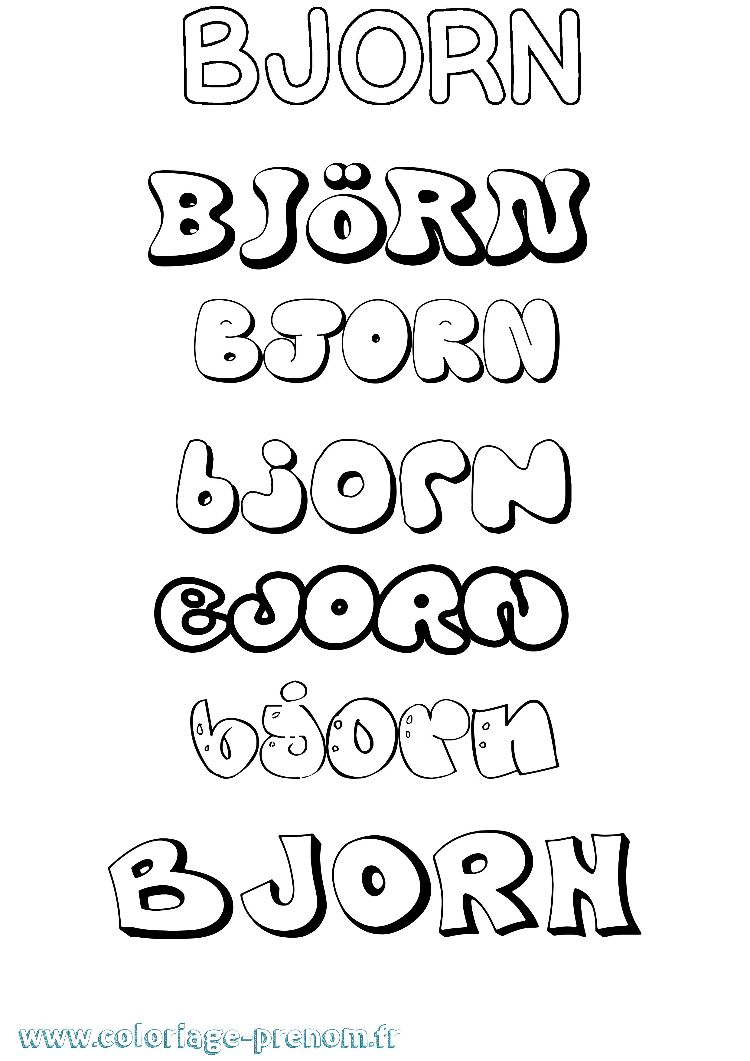 Coloriage prénom Björn Bubble
