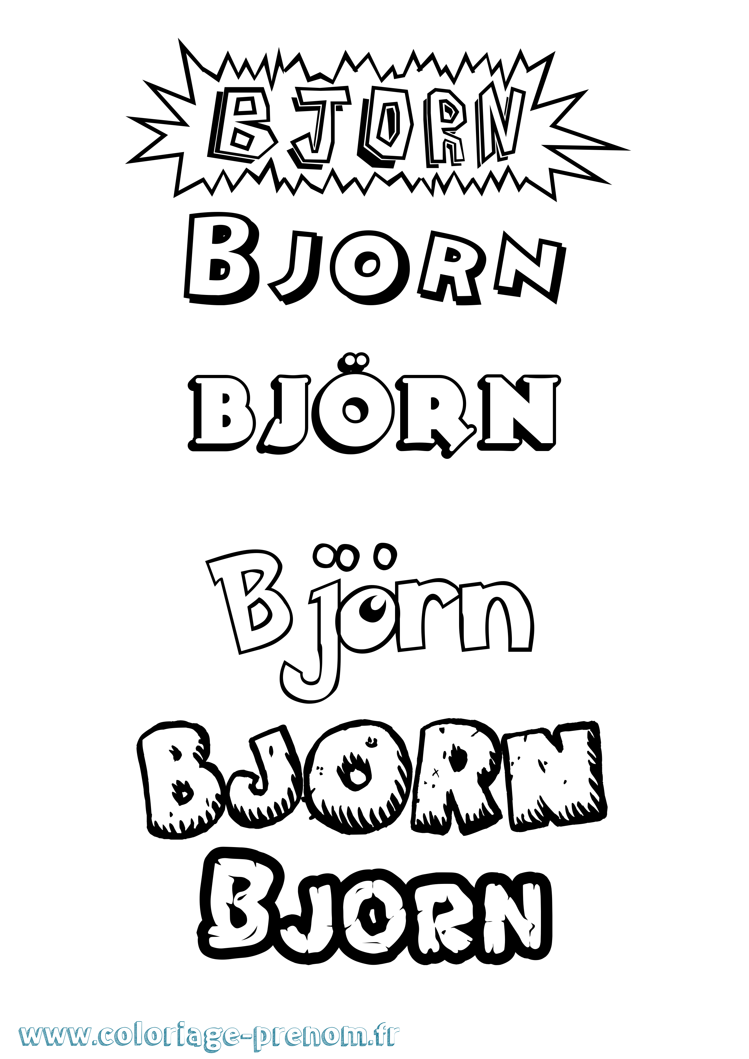 Coloriage Björn Dessin Animé Coloriage prénom Björn Dessin Animé