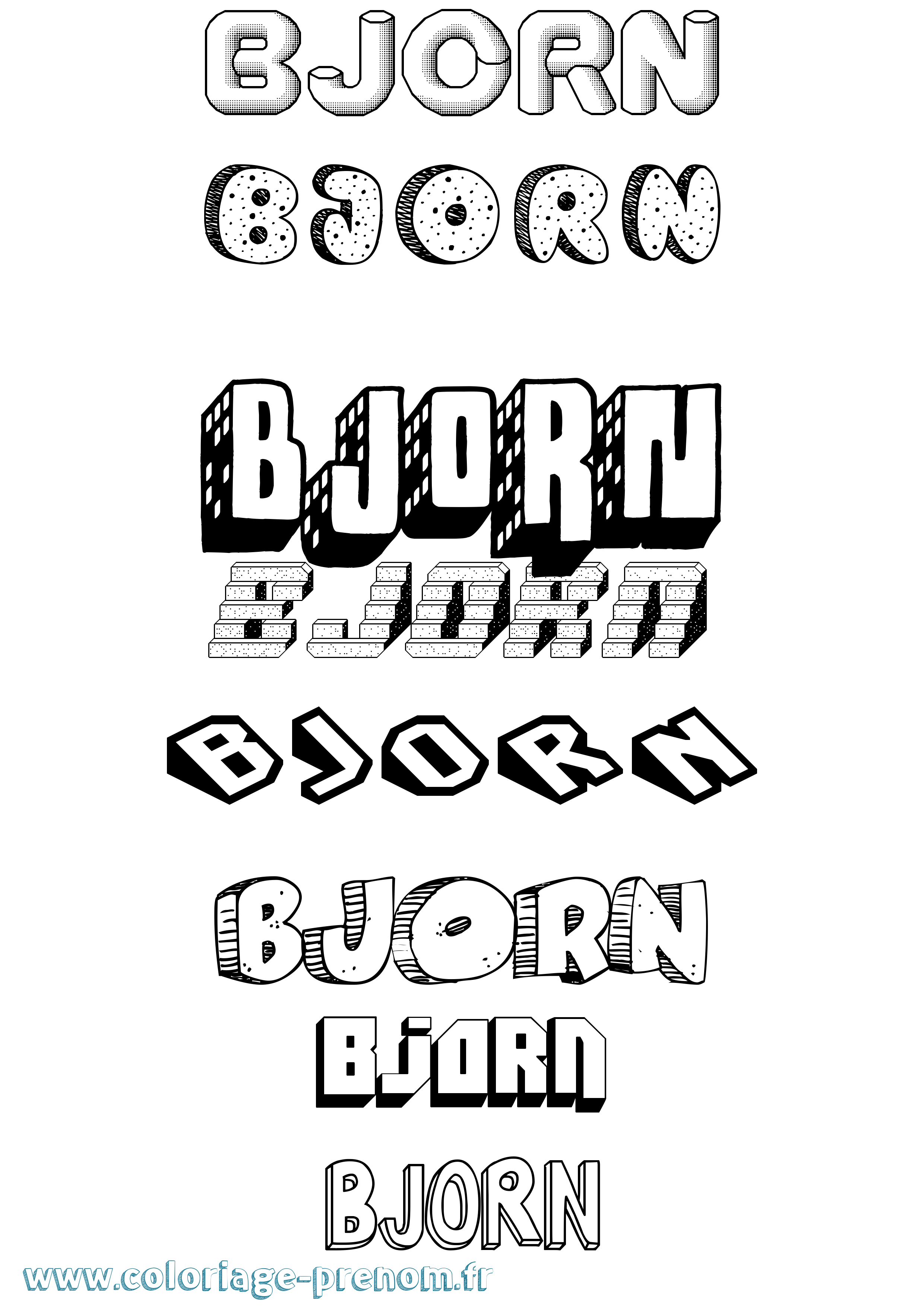 Coloriage Björn Effet 3D Coloriage prénom Björn Effet 3D